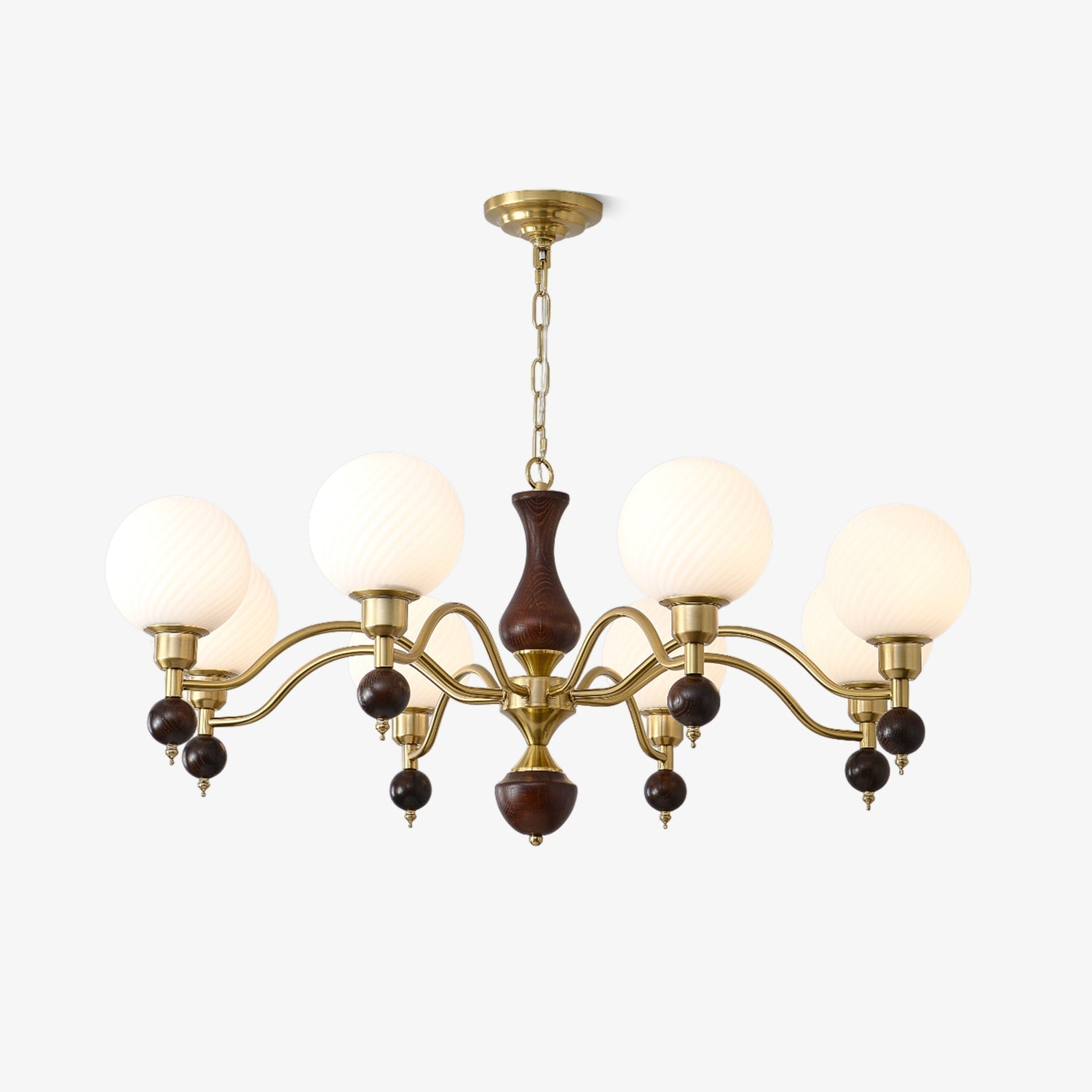 Aurora Globe Orb Walnut Chandelier - Letslighting