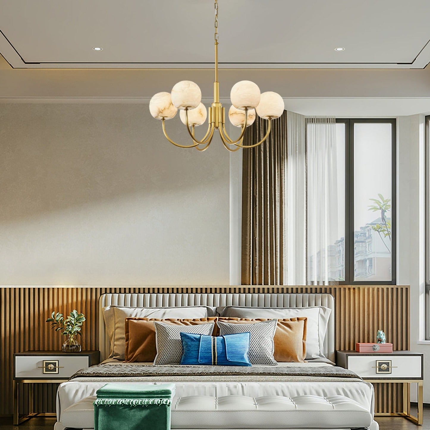 Round Wall Lamp Alabaster Plug-In Trio - Letslighting
