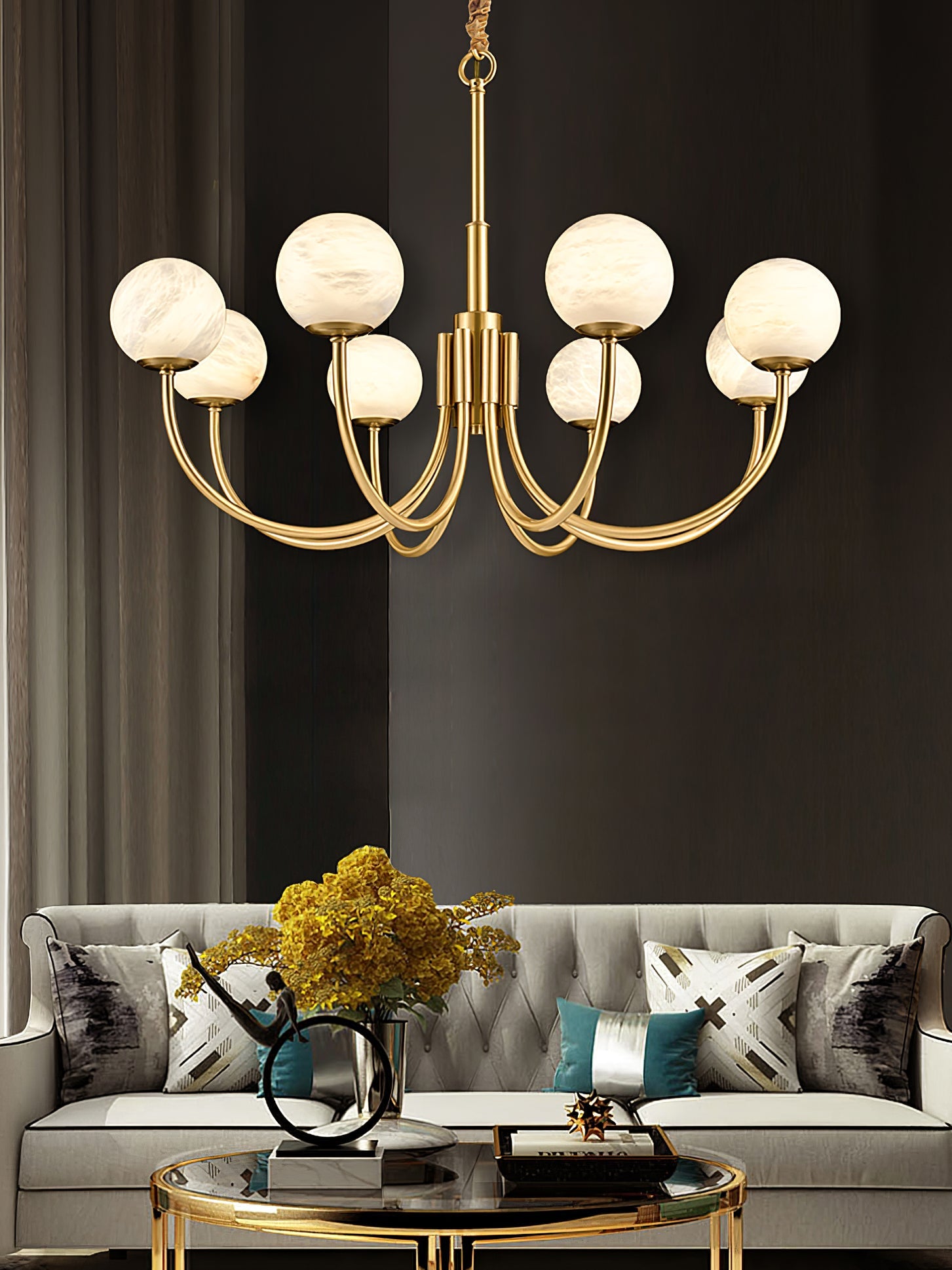 Round Wall Lamp Alabaster Plug-In Trio - Letslighting