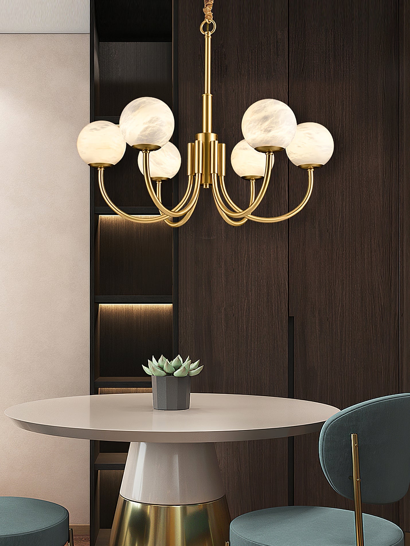Round Wall Lamp Alabaster Plug-In Trio - Letslighting