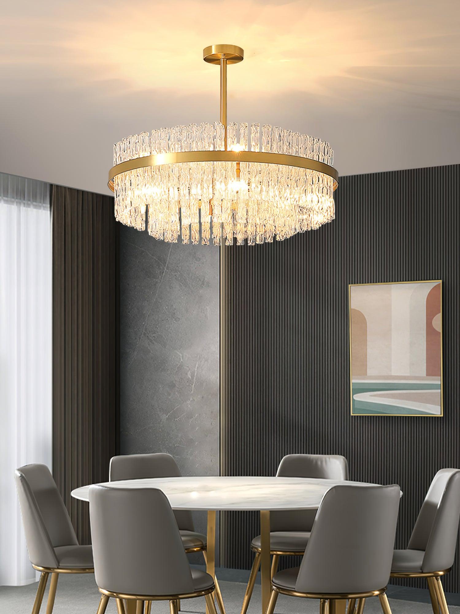 Lustra Chandelier Gold Clear Rod Elegant - Letslighting