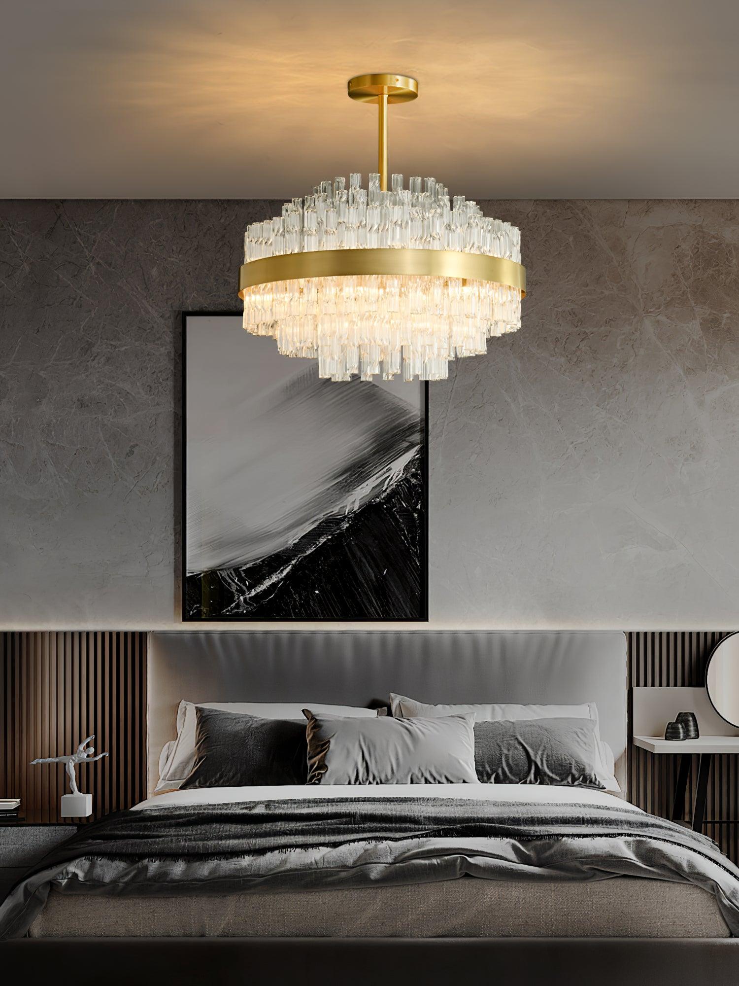 Lustra Chandelier Gold Clear Rod Elegant - Letslighting