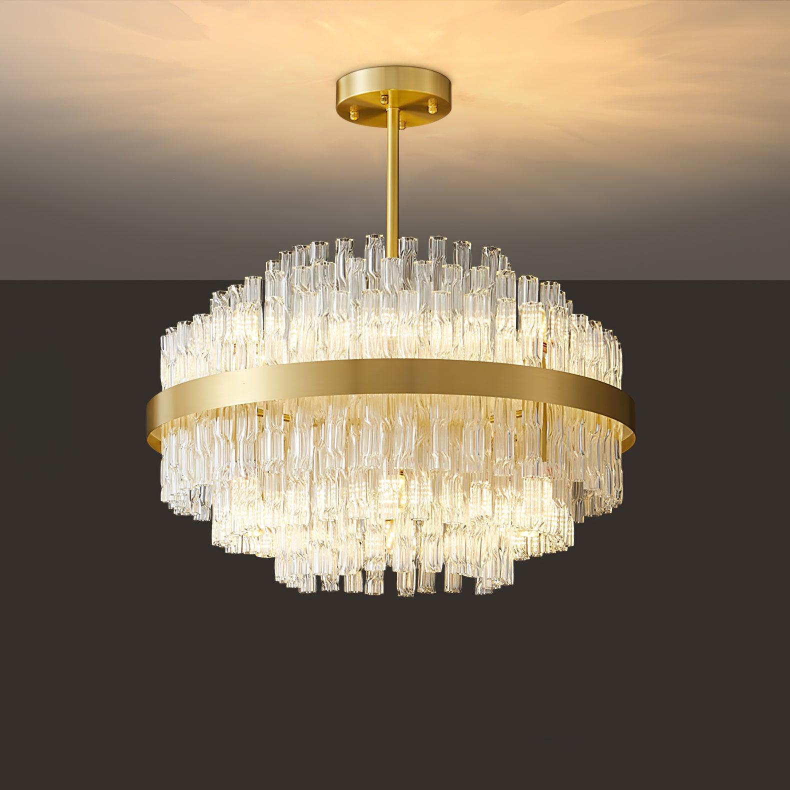 Lustra Chandelier Gold Clear Rod Elegant - Letslighting