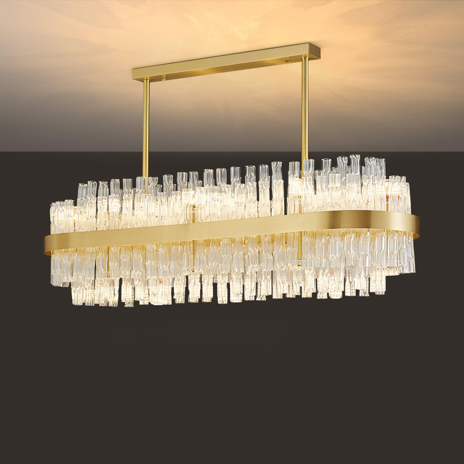 Lustra Chandelier Gold Clear Rod Elegant - Letslighting