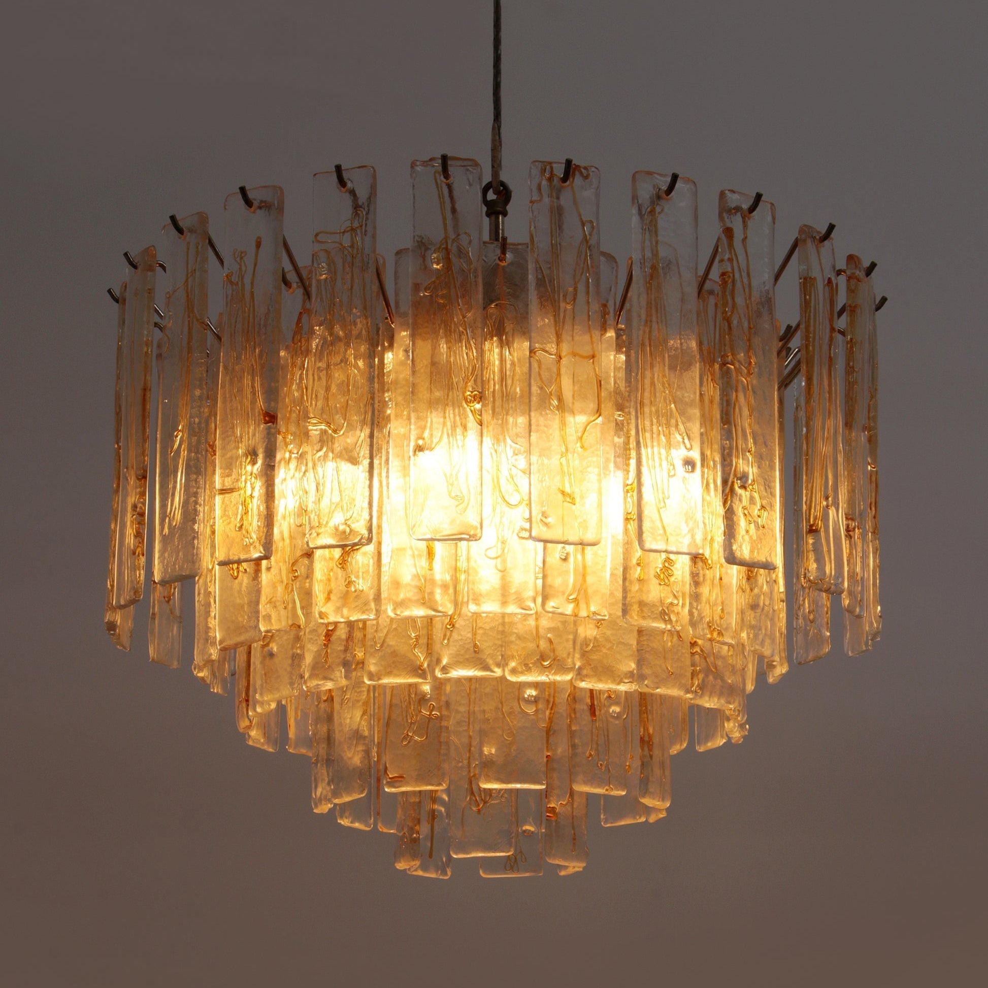 Aurora Chandelier Golden Amber Glass Layered Geometric Luxury - Letslighting