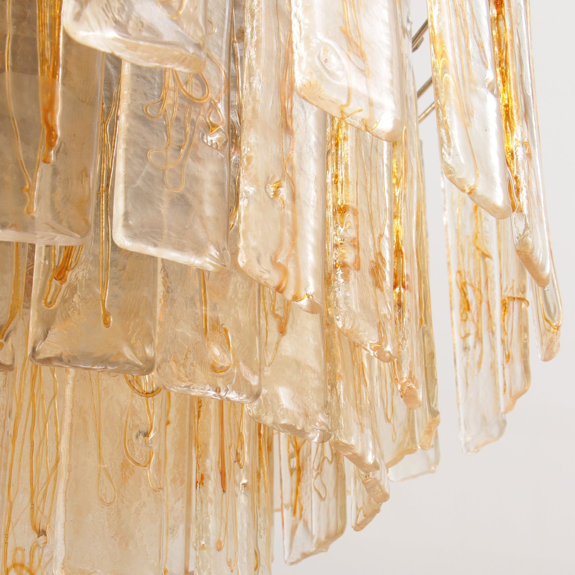 Aurora Chandelier Golden Amber Glass Layered Geometric Luxury - Letslighting