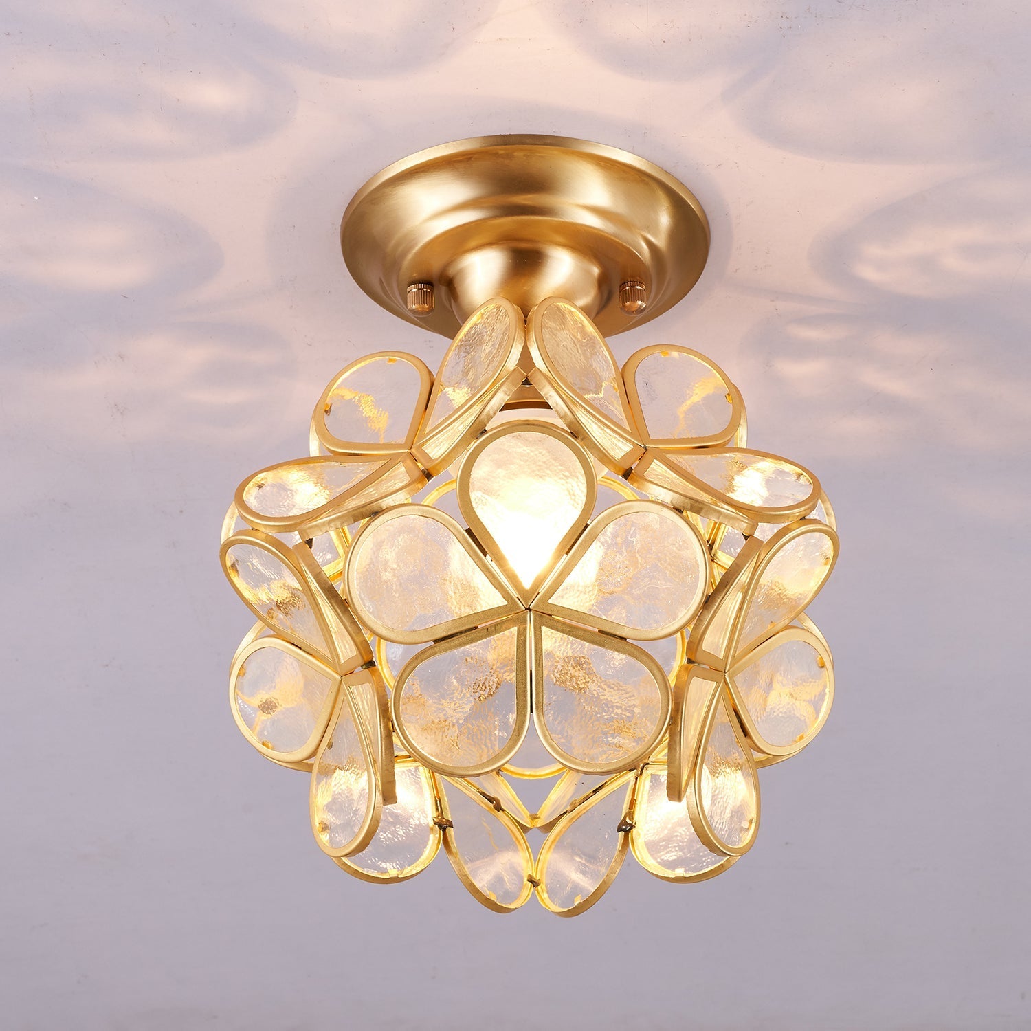Ullaeiel Postmodern Luxury Bloom Golden Glass Ceiling Light - Letslighting
