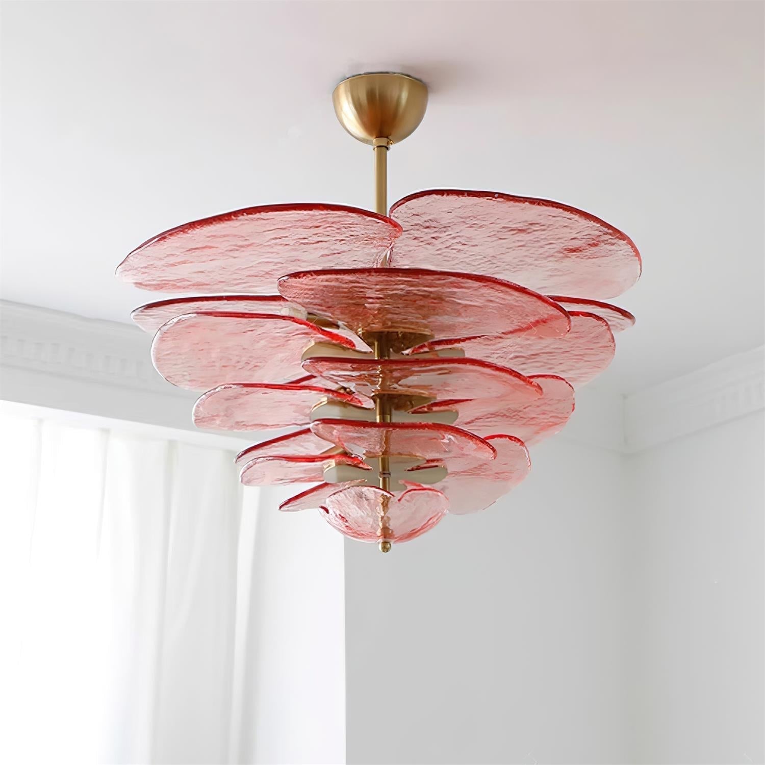 Aurora Chandelier Gold Murano Glass Petal Luxury - Letslighting
