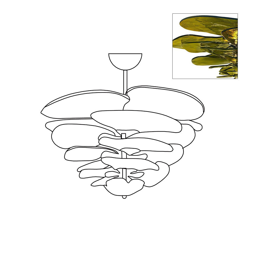 Aurora Chandelier Gold Murano Glass Petal Luxury - Letslighting