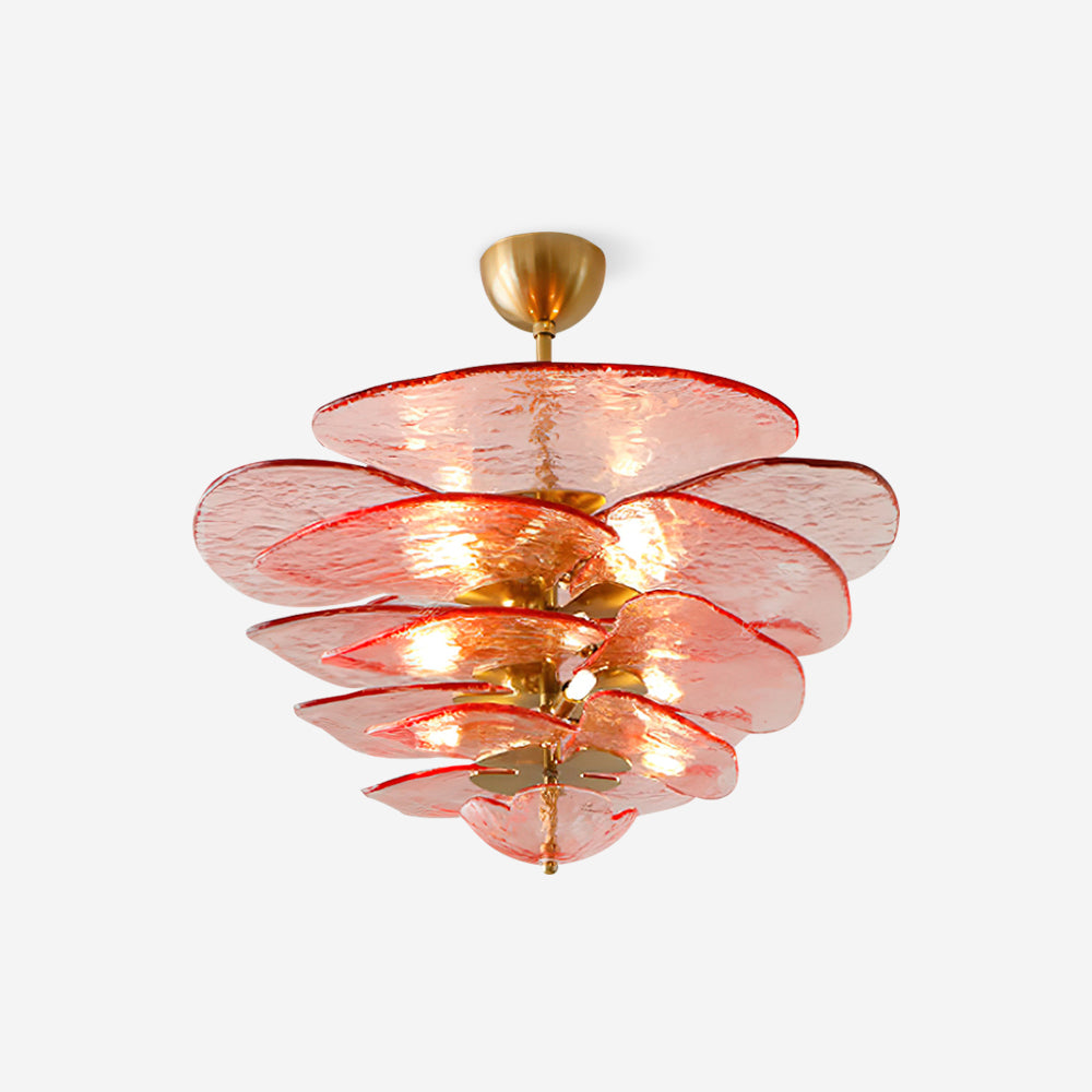 Aurora Chandelier Gold Murano Glass Petal Luxury - Letslighting