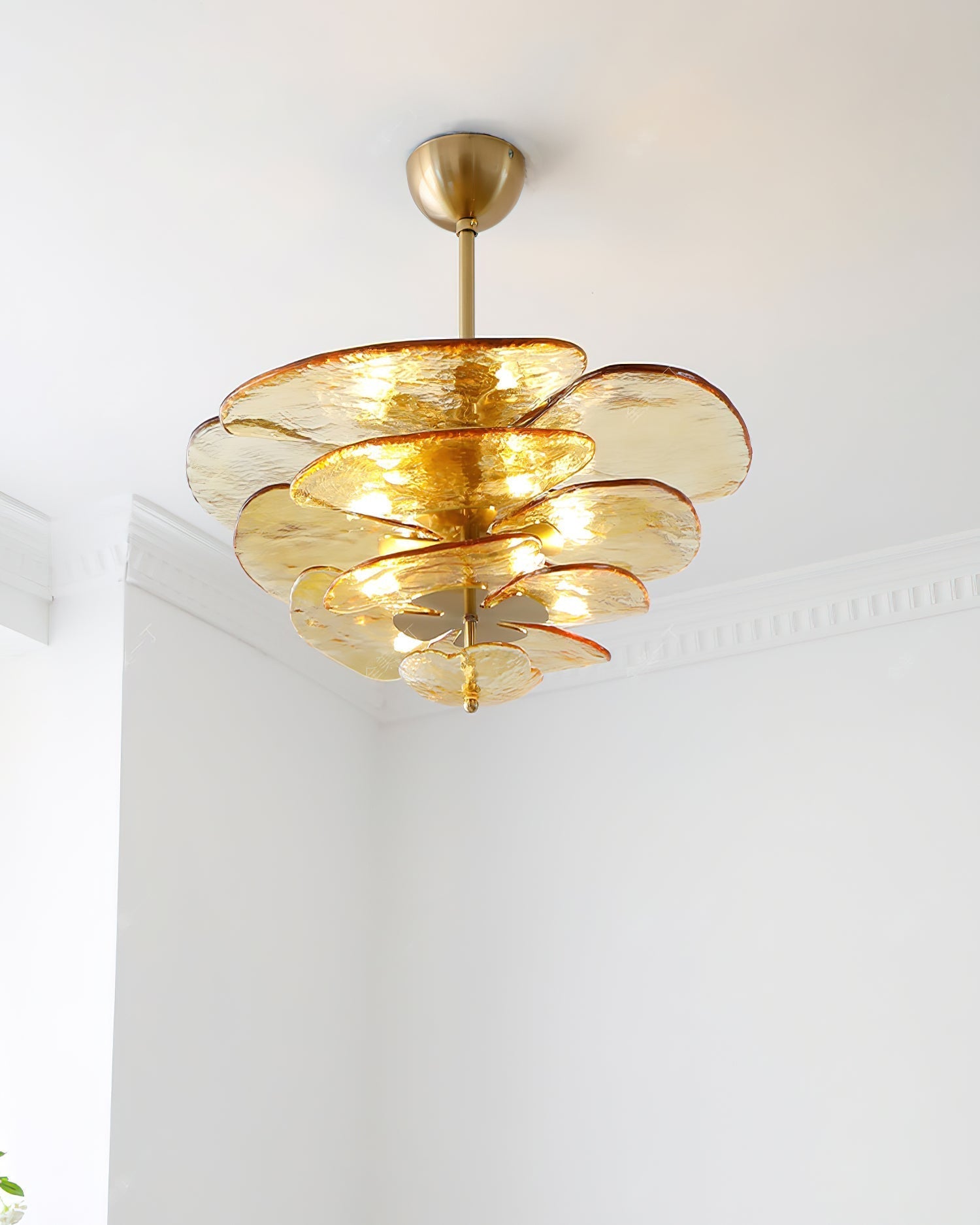 Aurora Chandelier Gold Murano Glass Petal Luxury - Letslighting