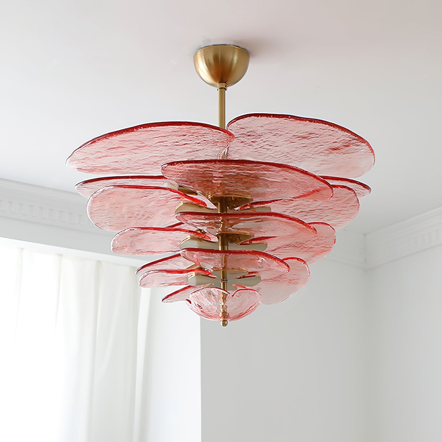 Aurora Chandelier Gold Murano Glass Petal Luxury - Letslighting