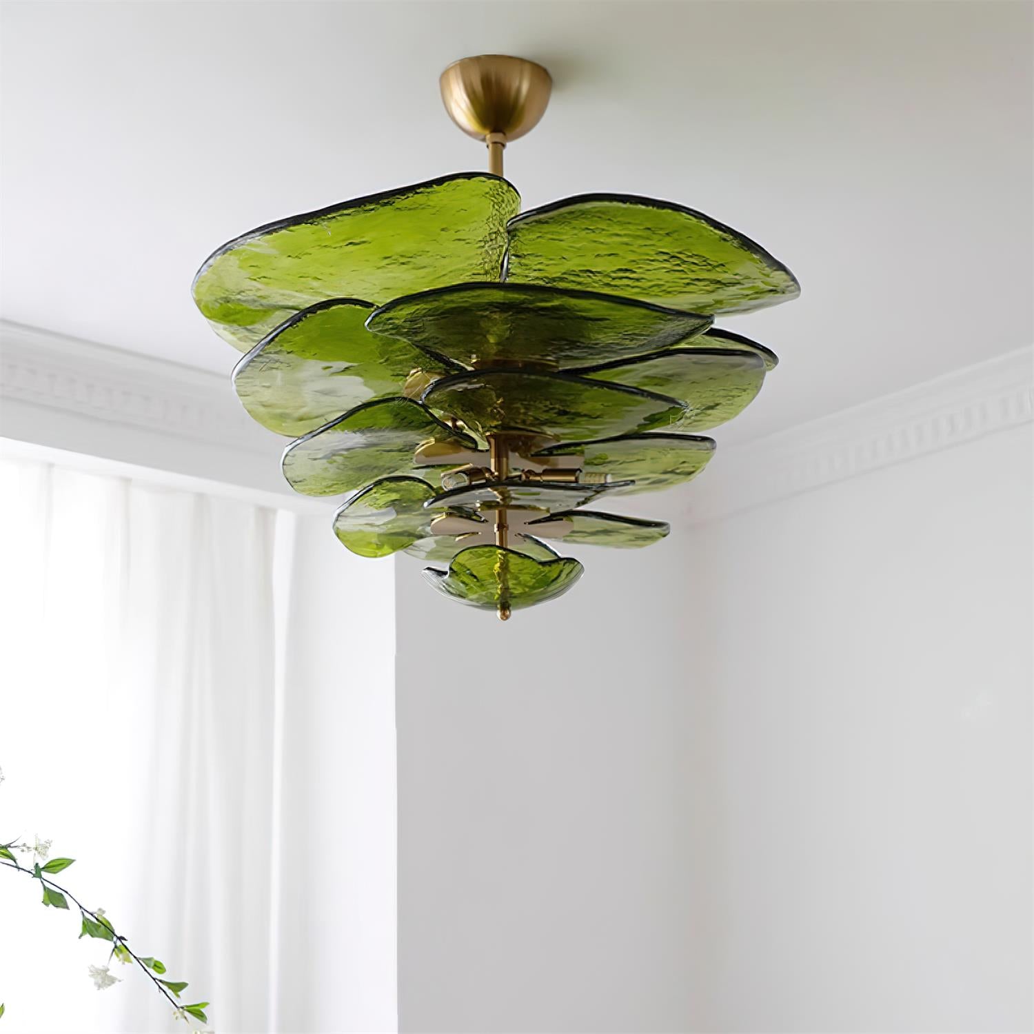 Aurora Chandelier Gold Murano Glass Petal Luxury - Letslighting