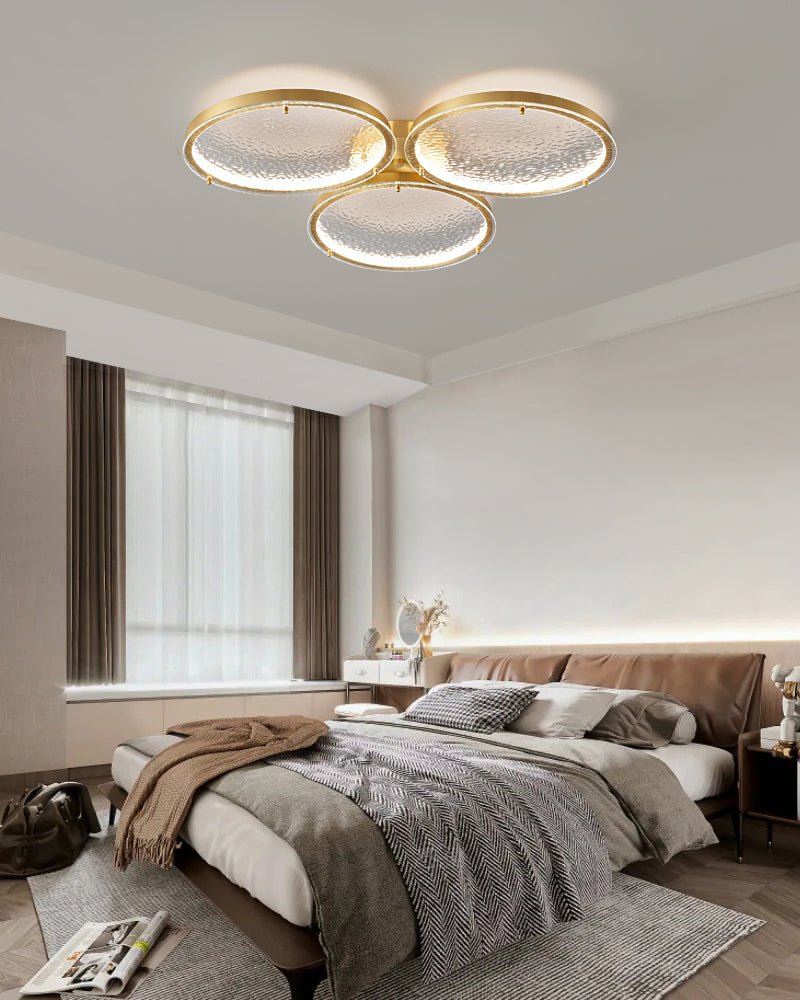 Itale Unique Rings Golden Brass Glass Ceiling Light - Letslighting