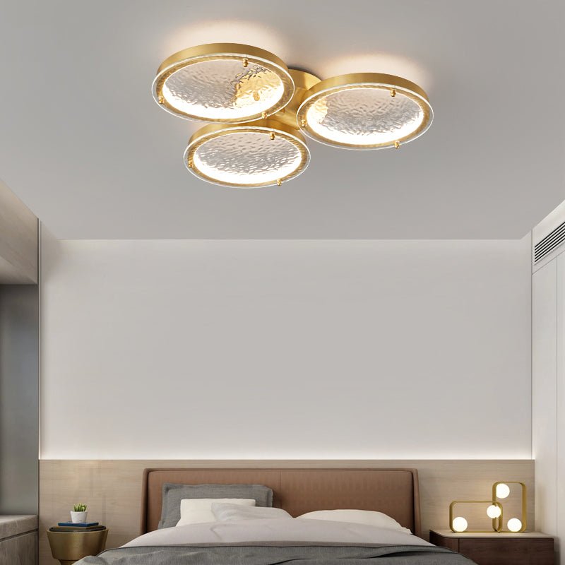 Itale Unique Rings Golden Brass Glass Ceiling Light - Letslighting