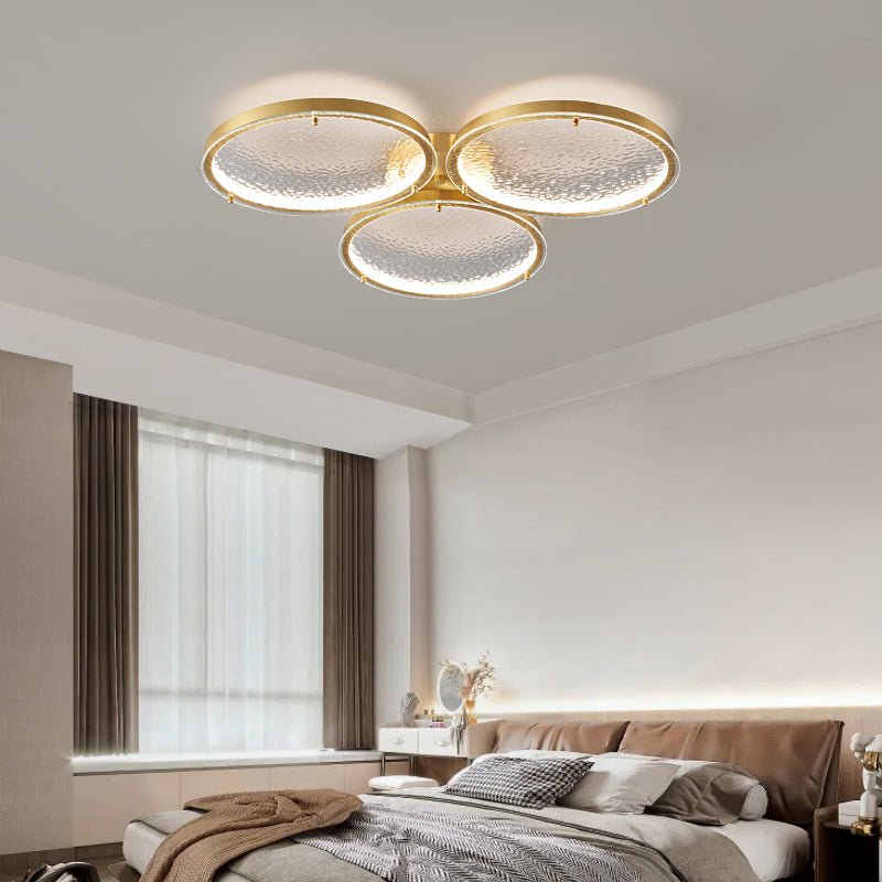 Itale Unique Rings Golden Brass Glass Ceiling Light - Letslighting