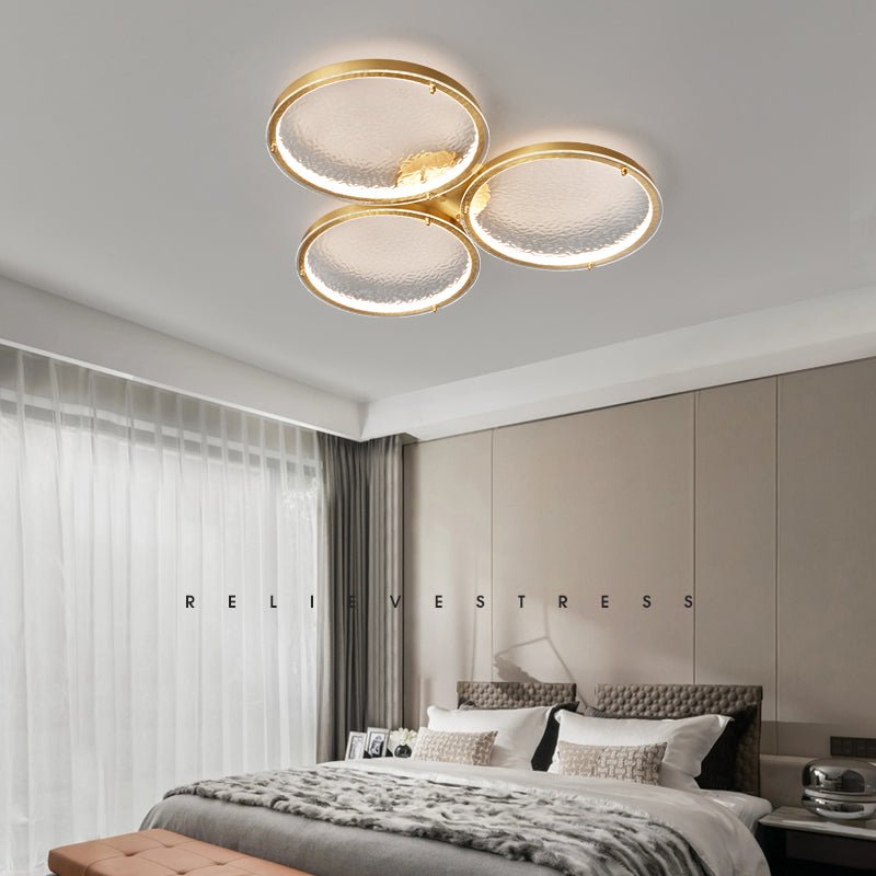 Itale Unique Rings Golden Brass Glass Ceiling Light - Letslighting