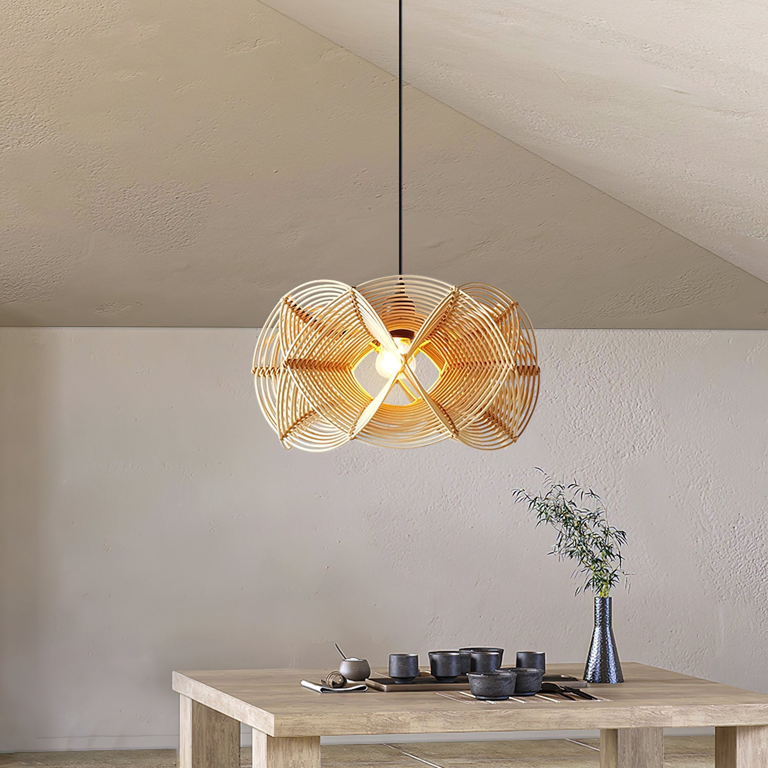 Golven Pendant Lamp Woven Rattan Organic Artistic - Letslighting