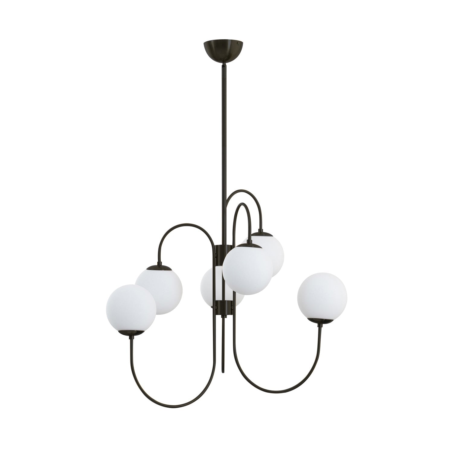 Lustra Chandelier Brass Globe Cluster Curved Arm - Letslighting