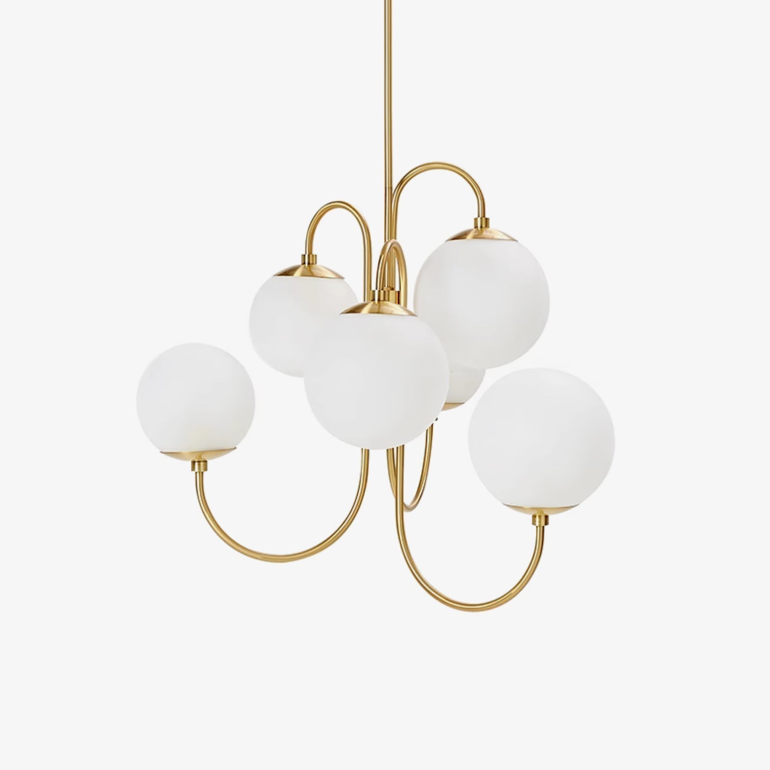 Lustra Chandelier Brass Globe Cluster Curved Arm - Letslighting