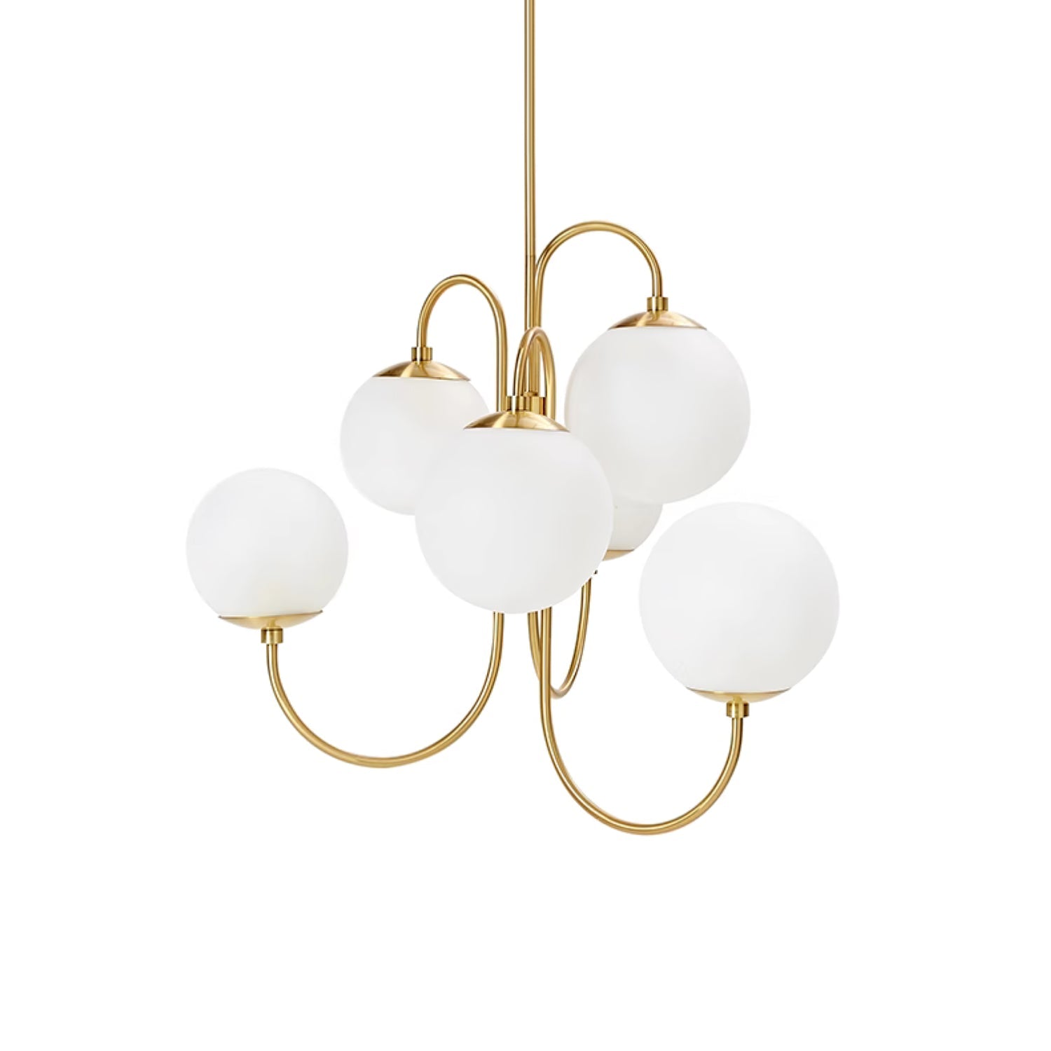 Lustra Chandelier Brass Globe Cluster Curved Arm - Letslighting