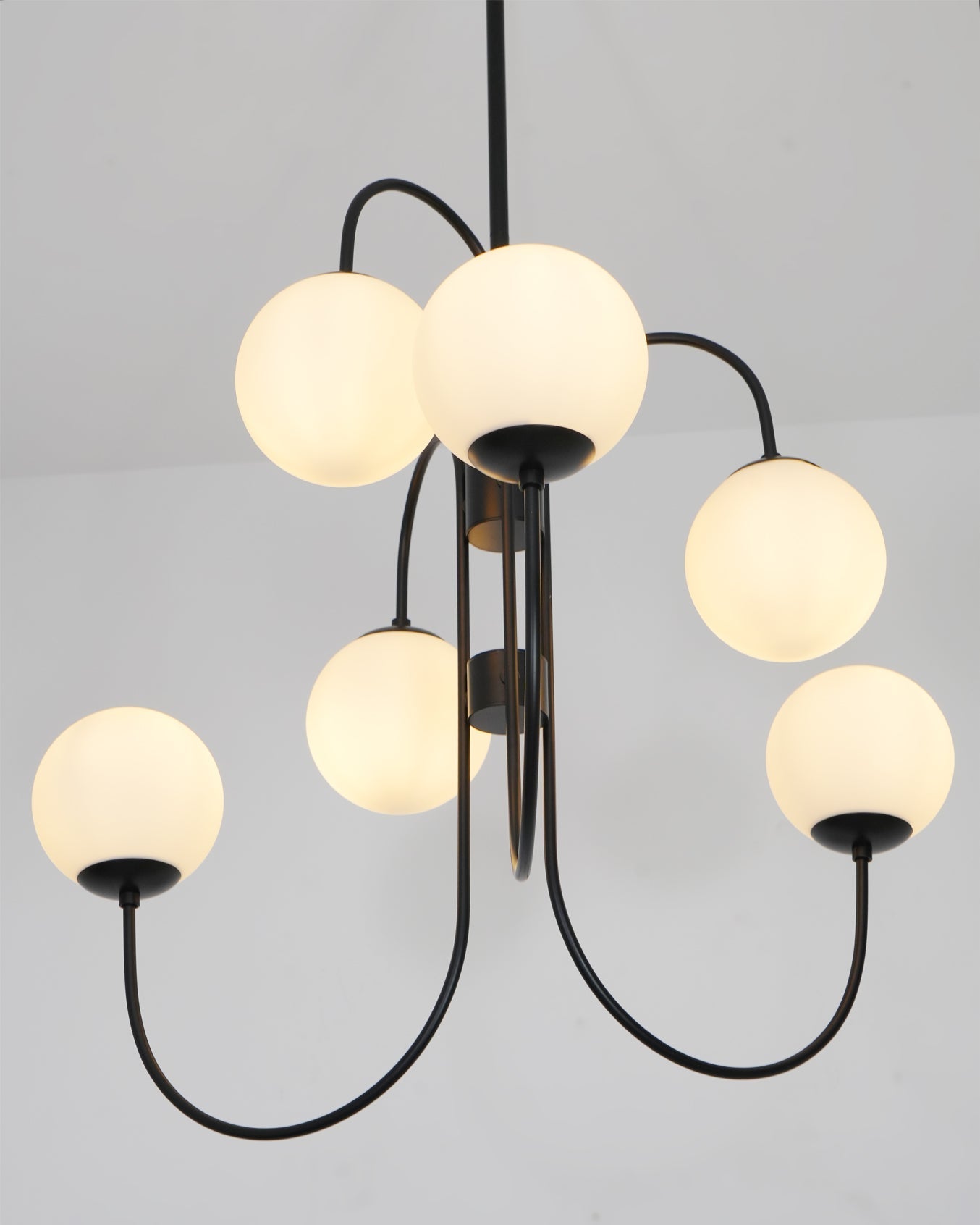 Lustra Chandelier Brass Globe Cluster Curved Arm - Letslighting