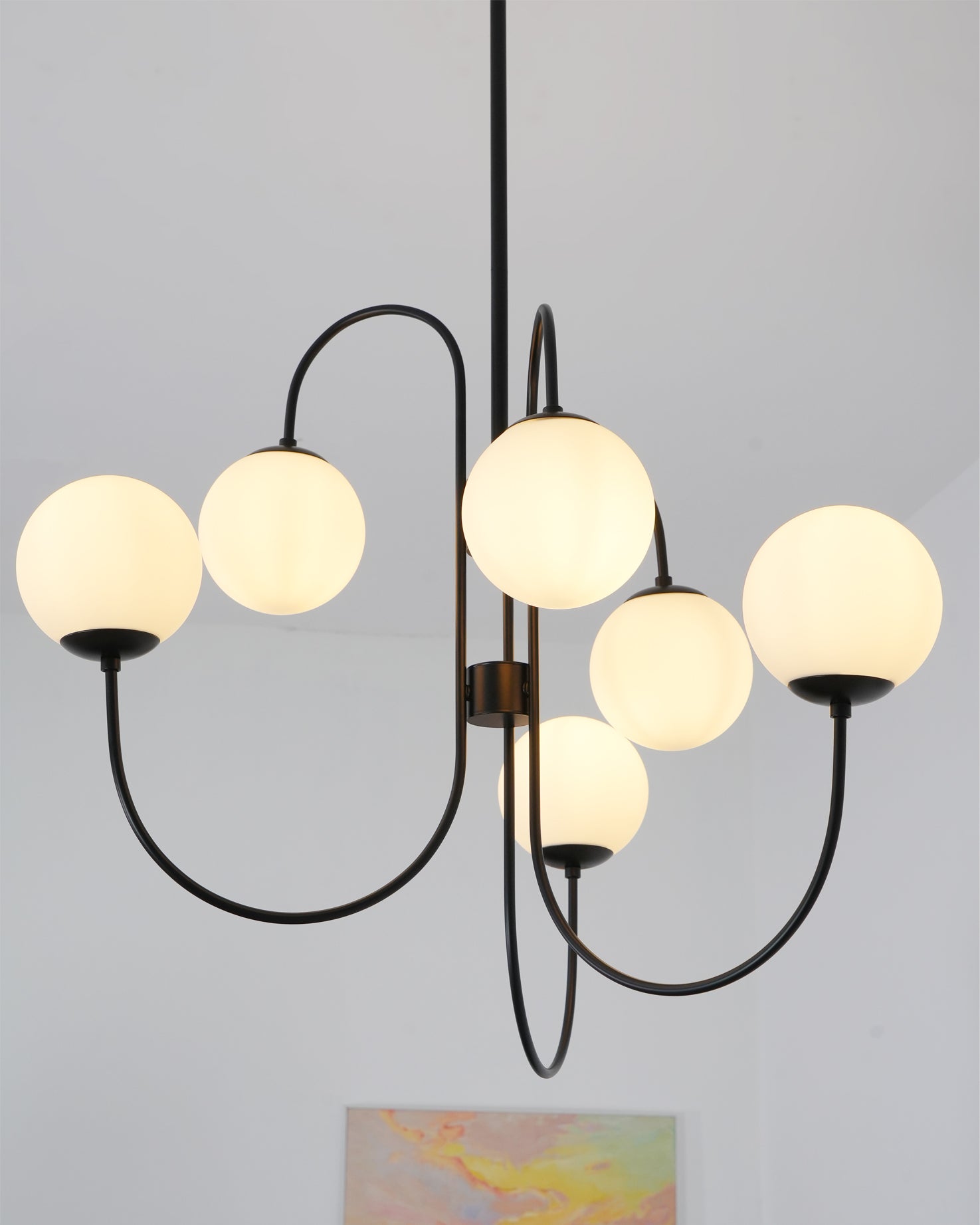 Lustra Chandelier Brass Globe Cluster Curved Arm - Letslighting
