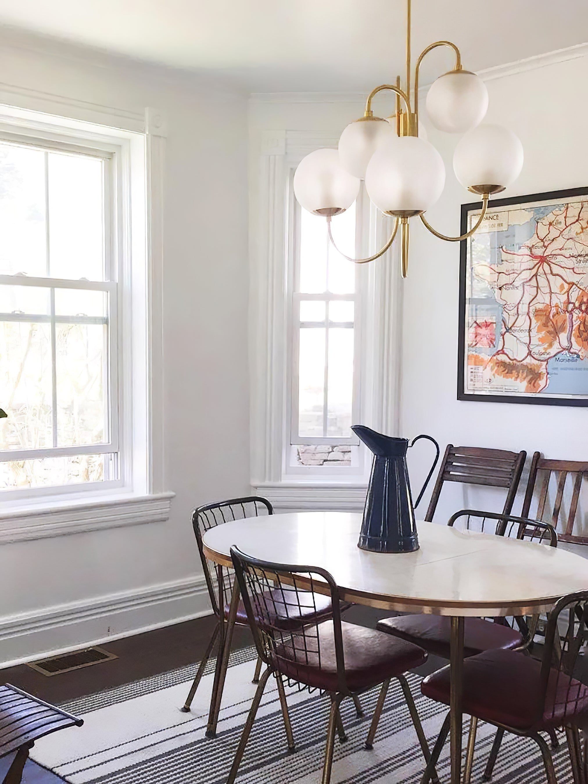 Lustra Chandelier Brass Globe Cluster Curved Arm - Letslighting