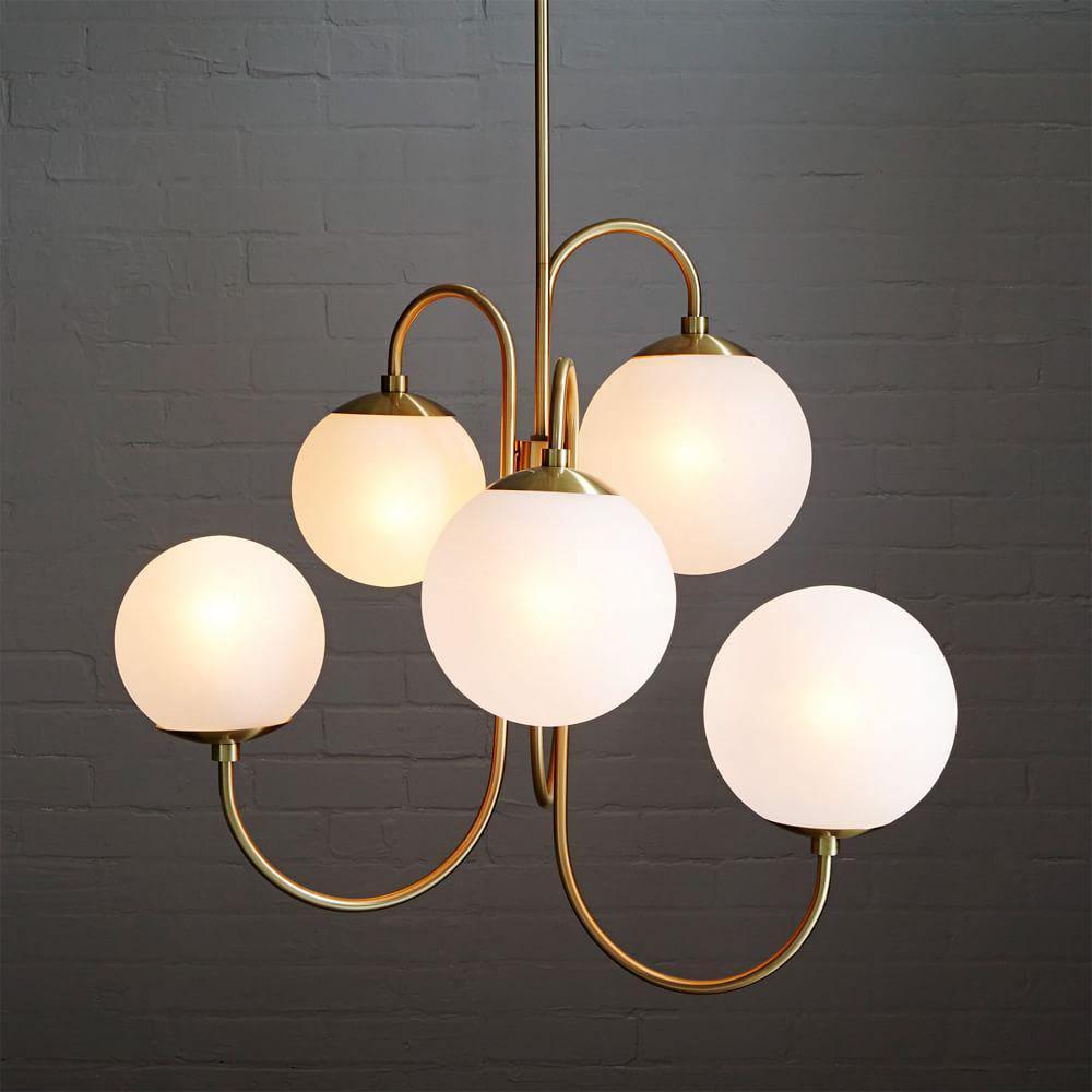 Lustra Chandelier Brass Globe Cluster Curved Arm - Letslighting
