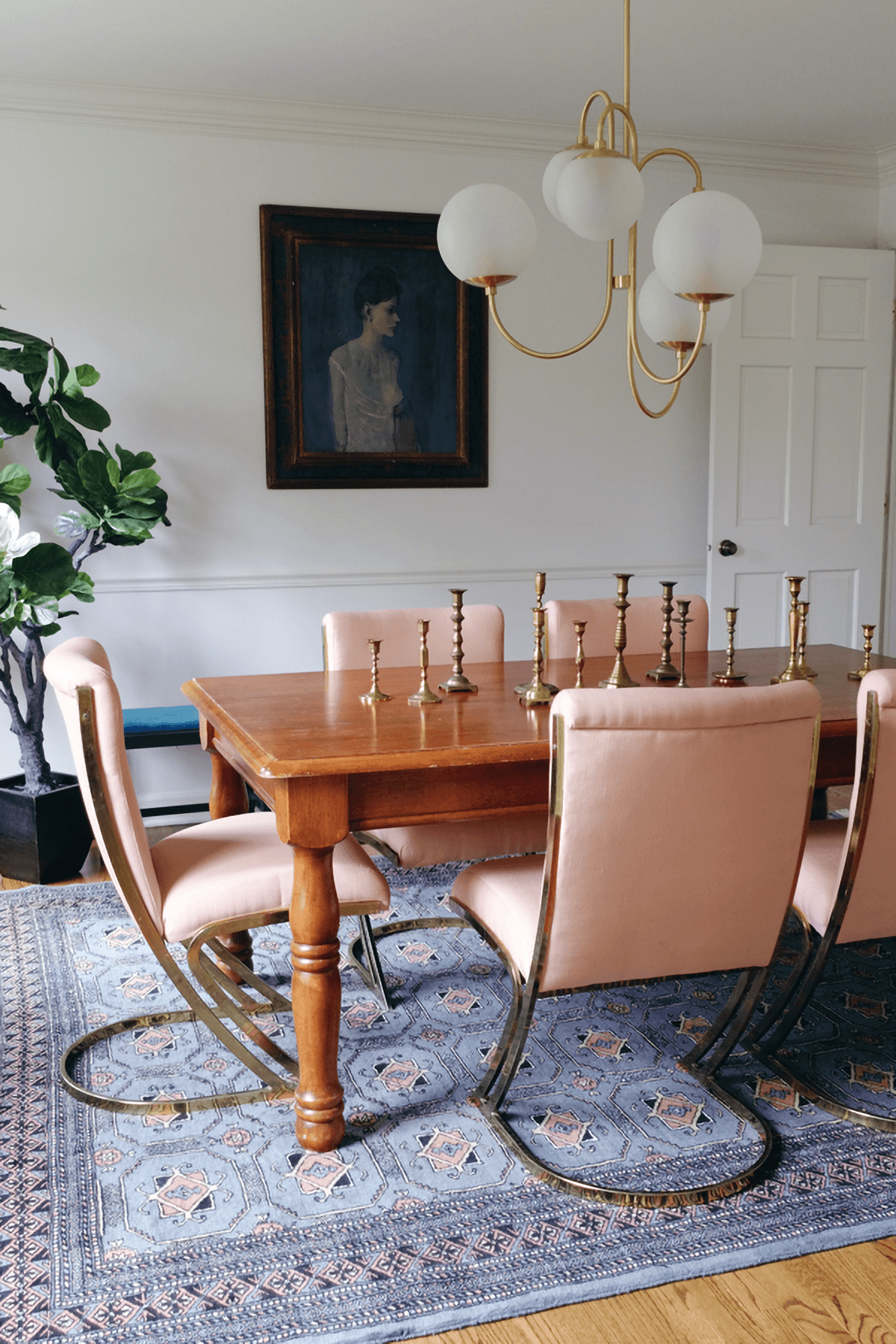 Lustra Chandelier Brass Globe Cluster Curved Arm - Letslighting