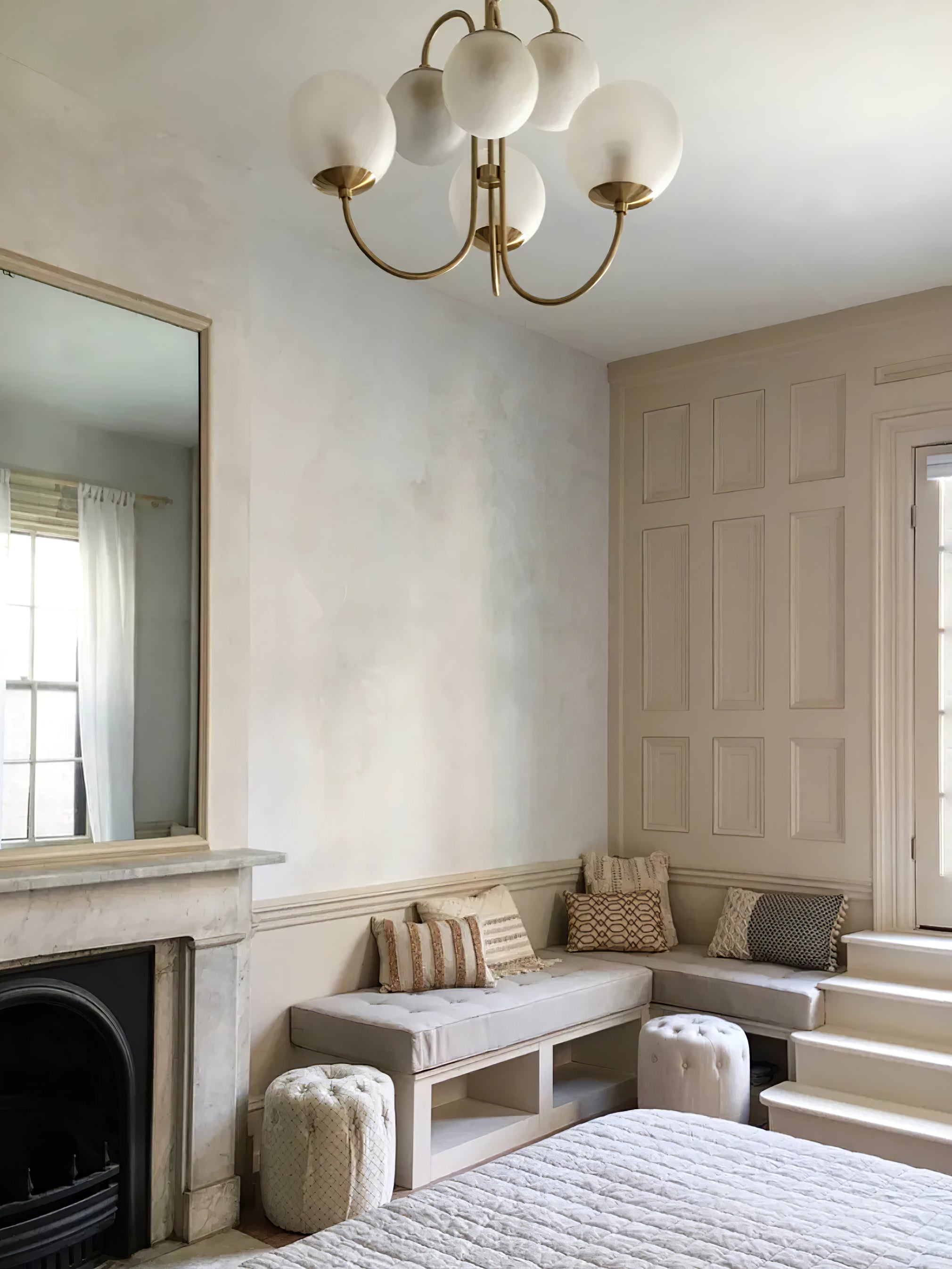 Lustra Chandelier Brass Globe Cluster Curved Arm - Letslighting