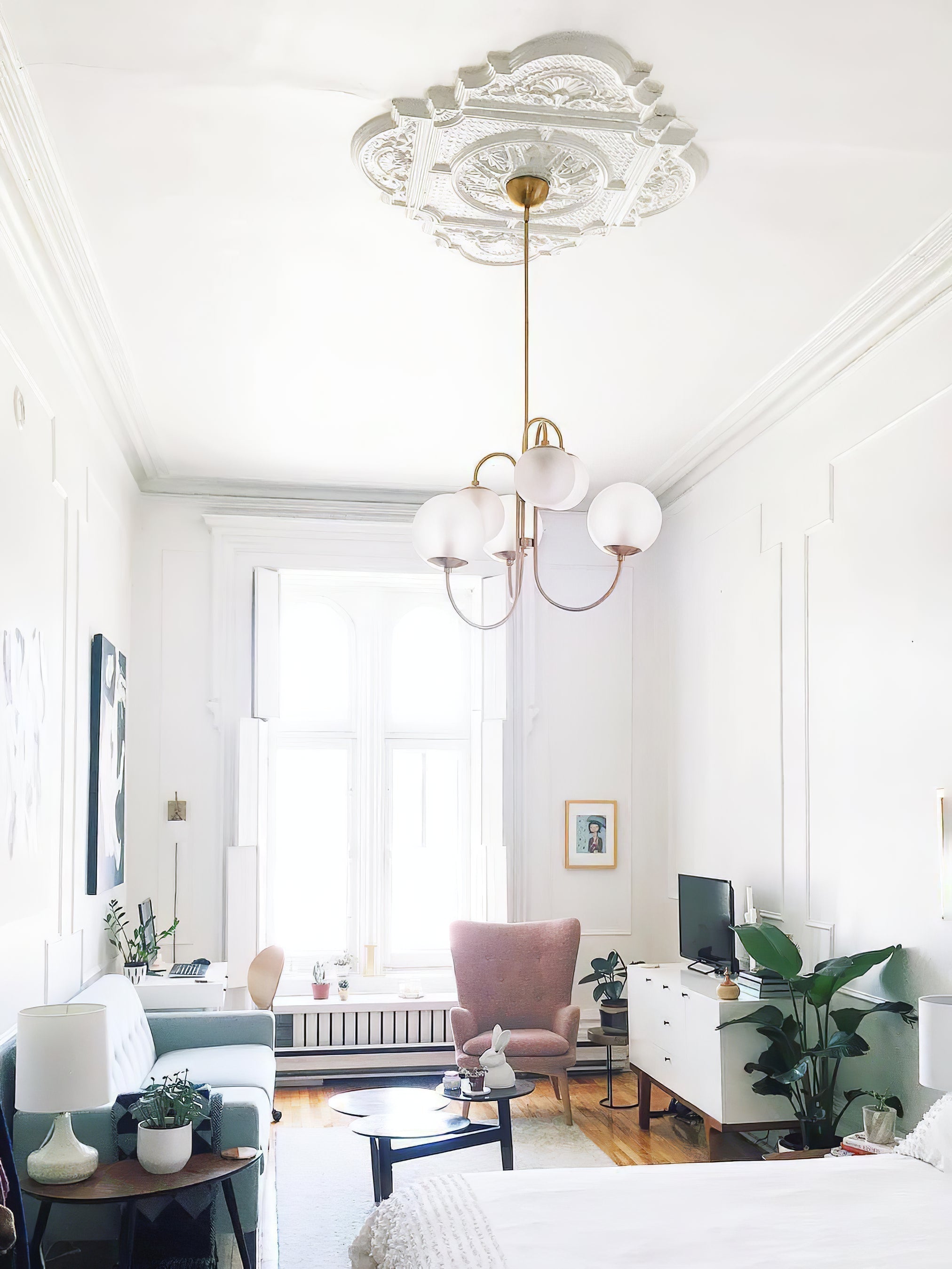 Lustra Chandelier Brass Globe Cluster Curved Arm - Letslighting