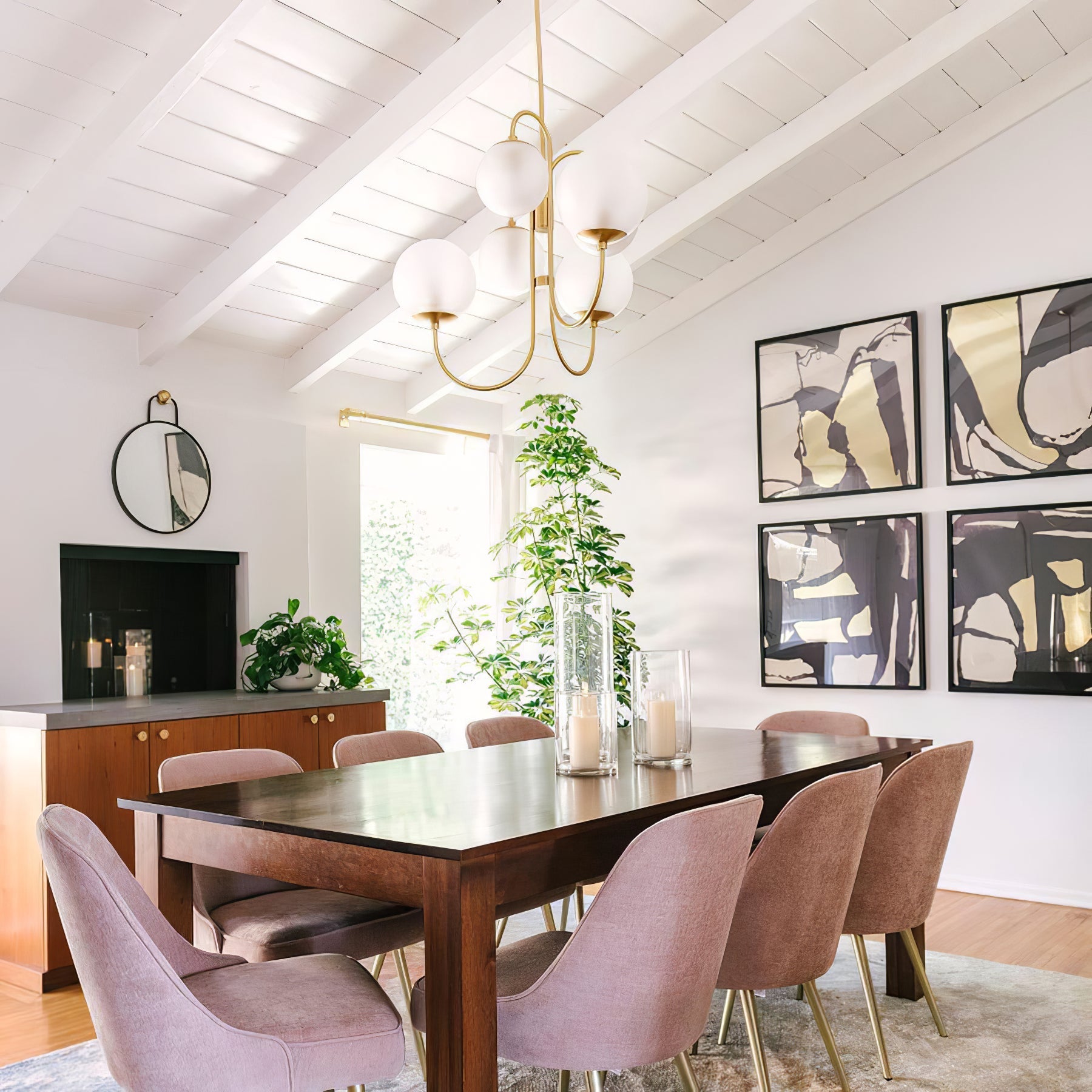Lustra Chandelier Brass Globe Cluster Curved Arm - Letslighting