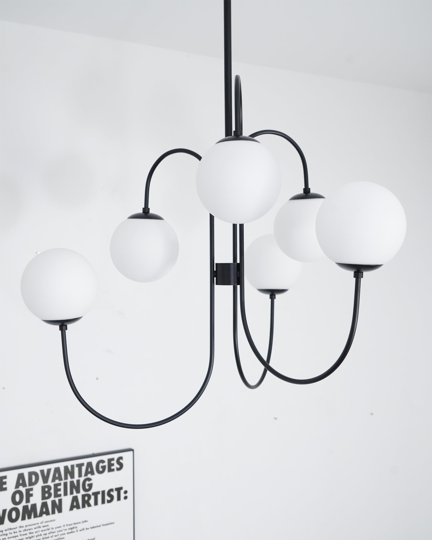 Lustra Chandelier Brass Globe Cluster Curved Arm - Letslighting