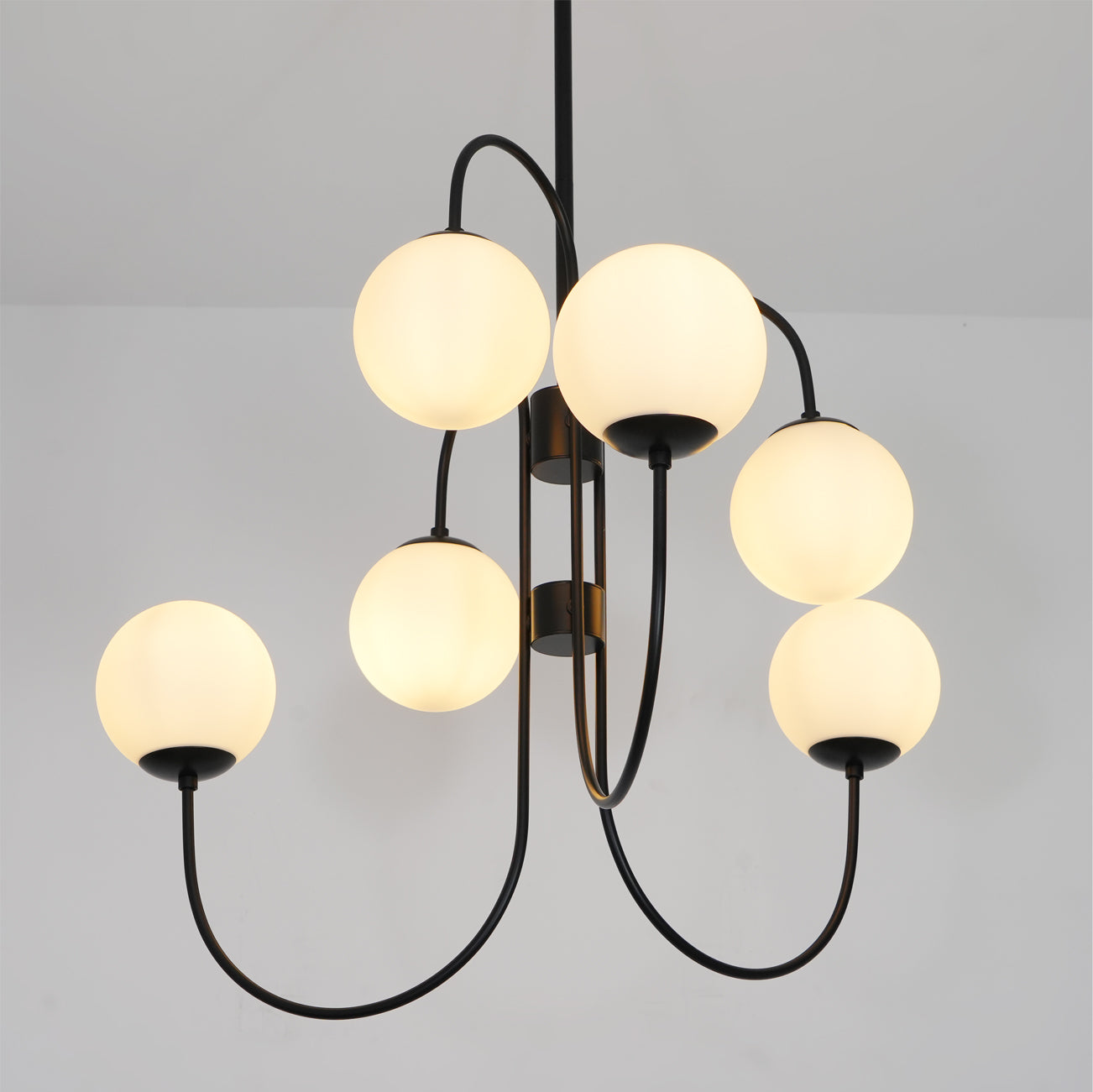 Lustra Chandelier Brass Globe Cluster Curved Arm - Letslighting