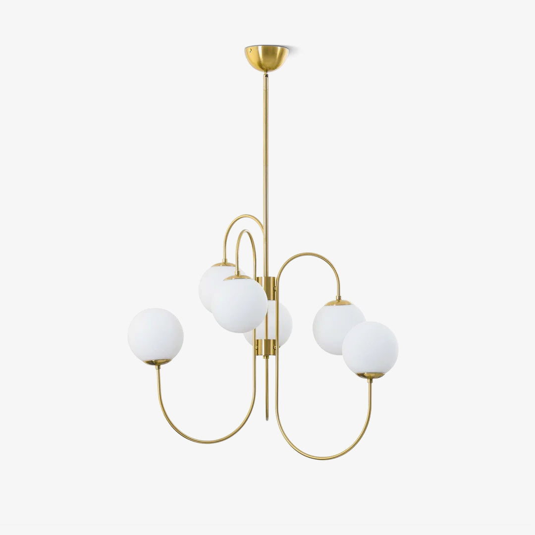 Lustra Chandelier Brass Globe Cluster Curved Arm - Letslighting