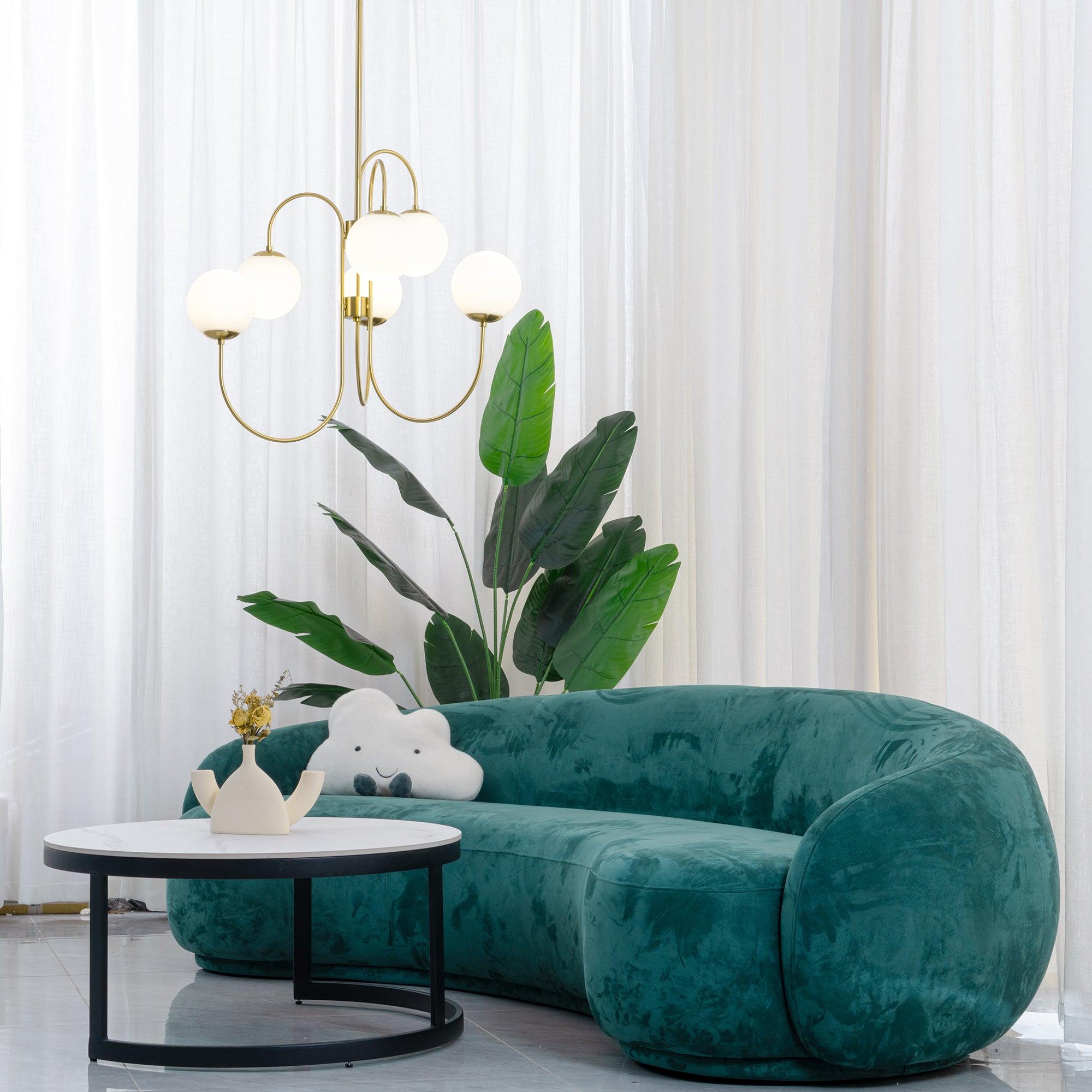 Lustra Chandelier Brass Globe Cluster Curved Arm - Letslighting