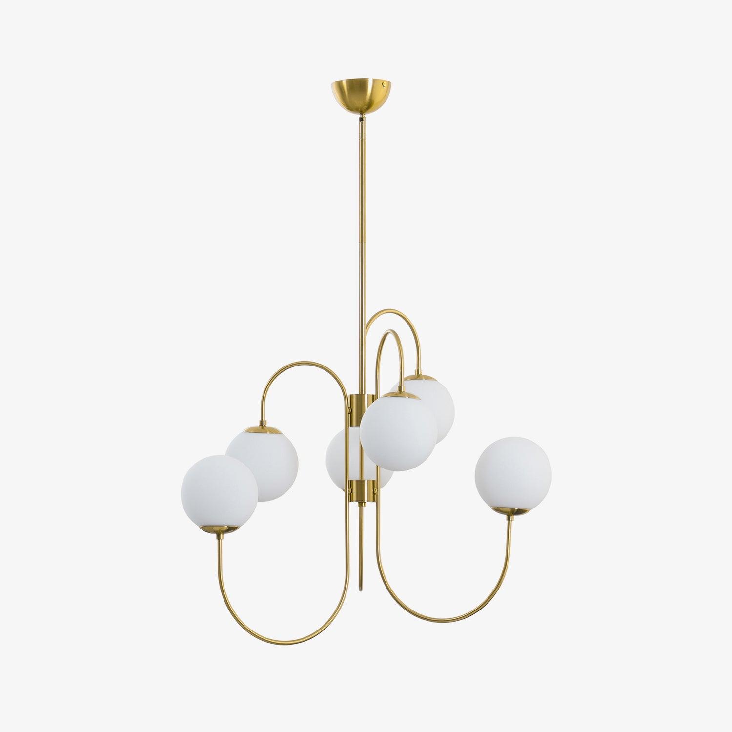 Lustra Chandelier Brass Globe Cluster Curved Arm - Letslighting