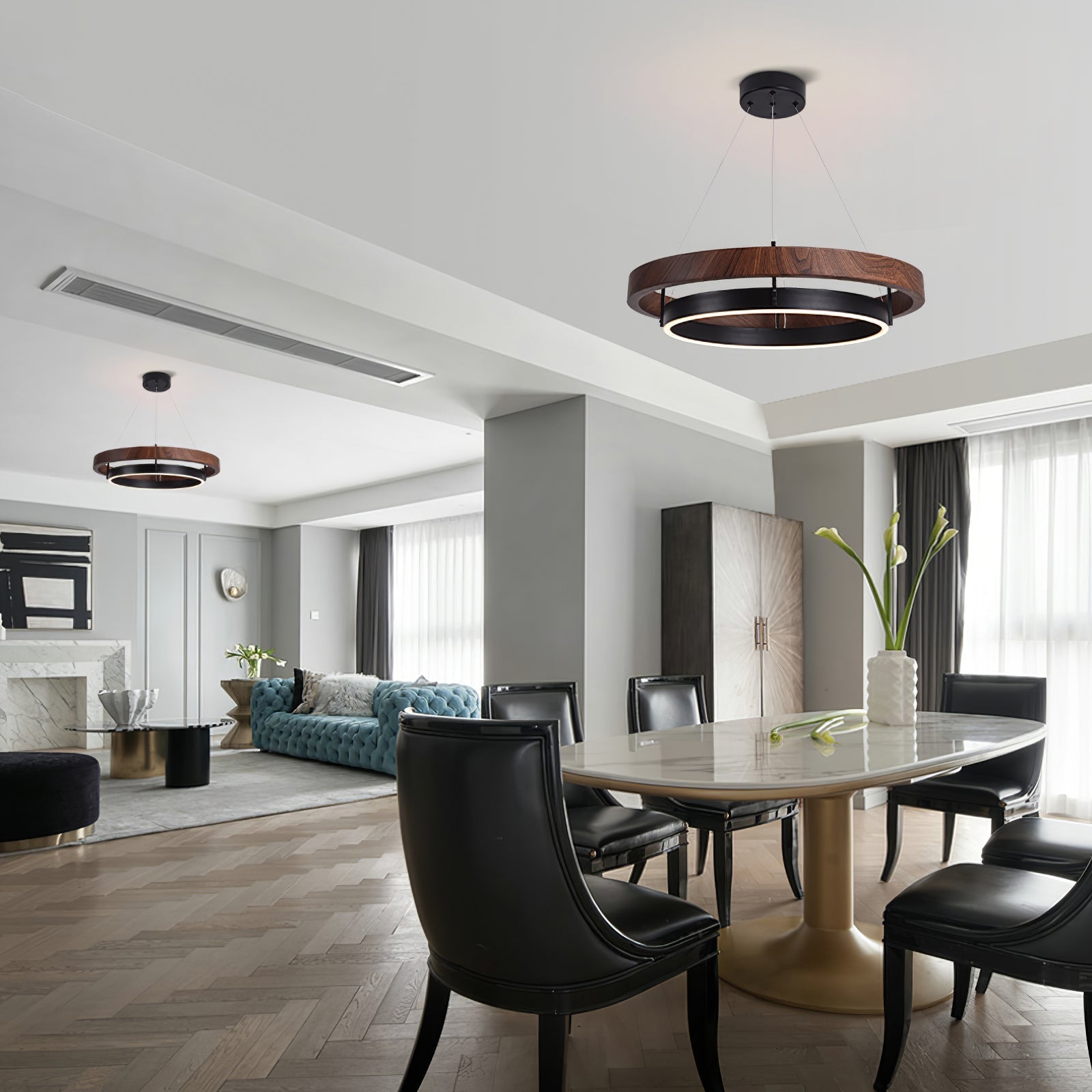 Muto Ring Wood Chandelier - Letslighting