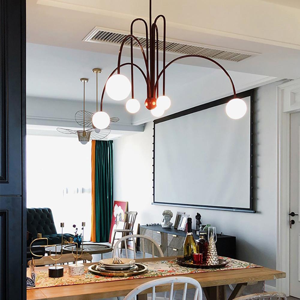 Lustra Chandelier Red Globe Modern - Letslighting