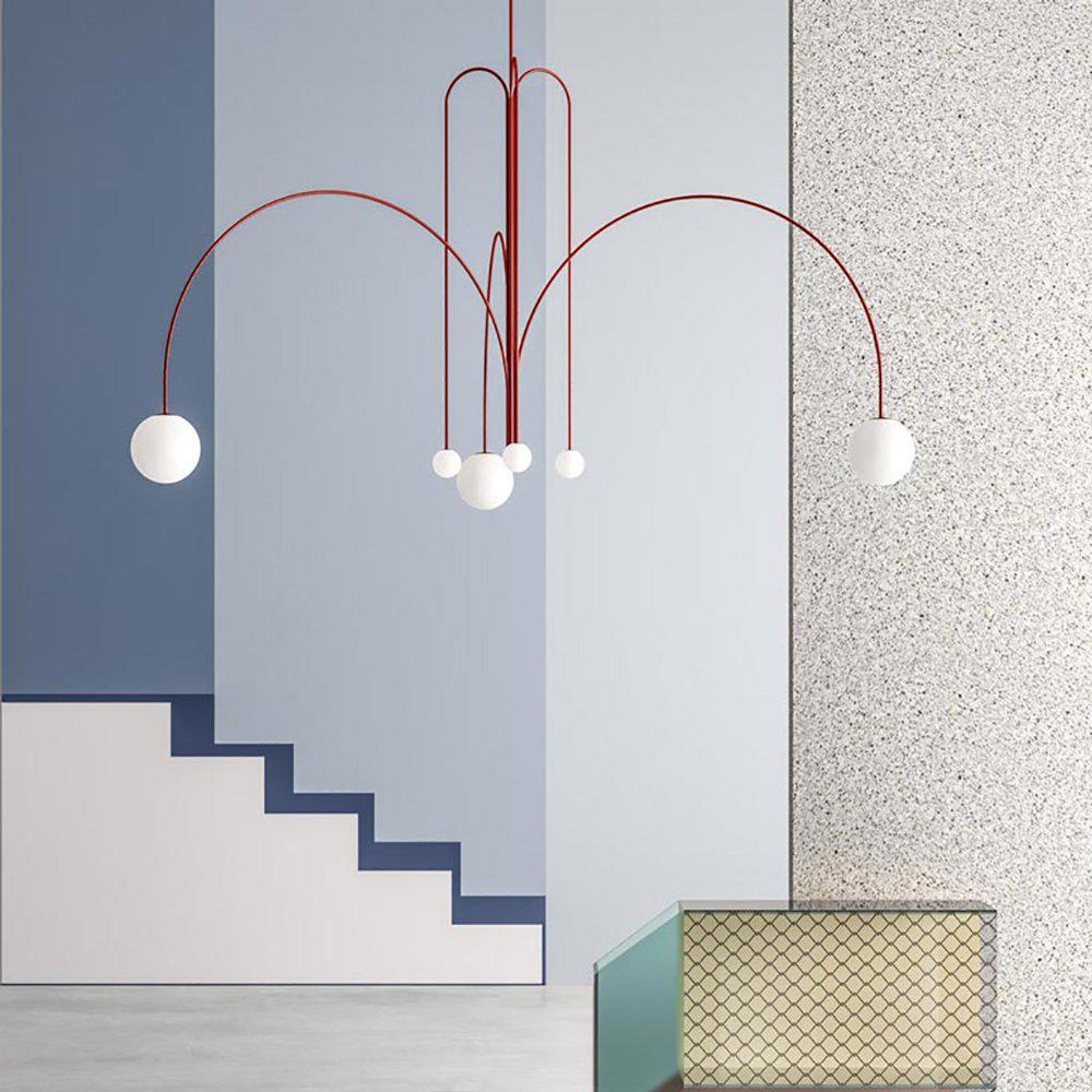 Lustra Chandelier Red Globe Modern - Letslighting