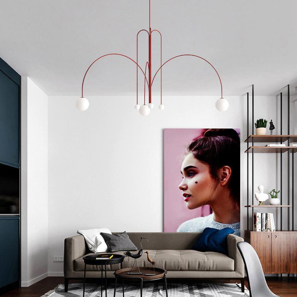 Lustra Chandelier Red Globe Modern - Letslighting