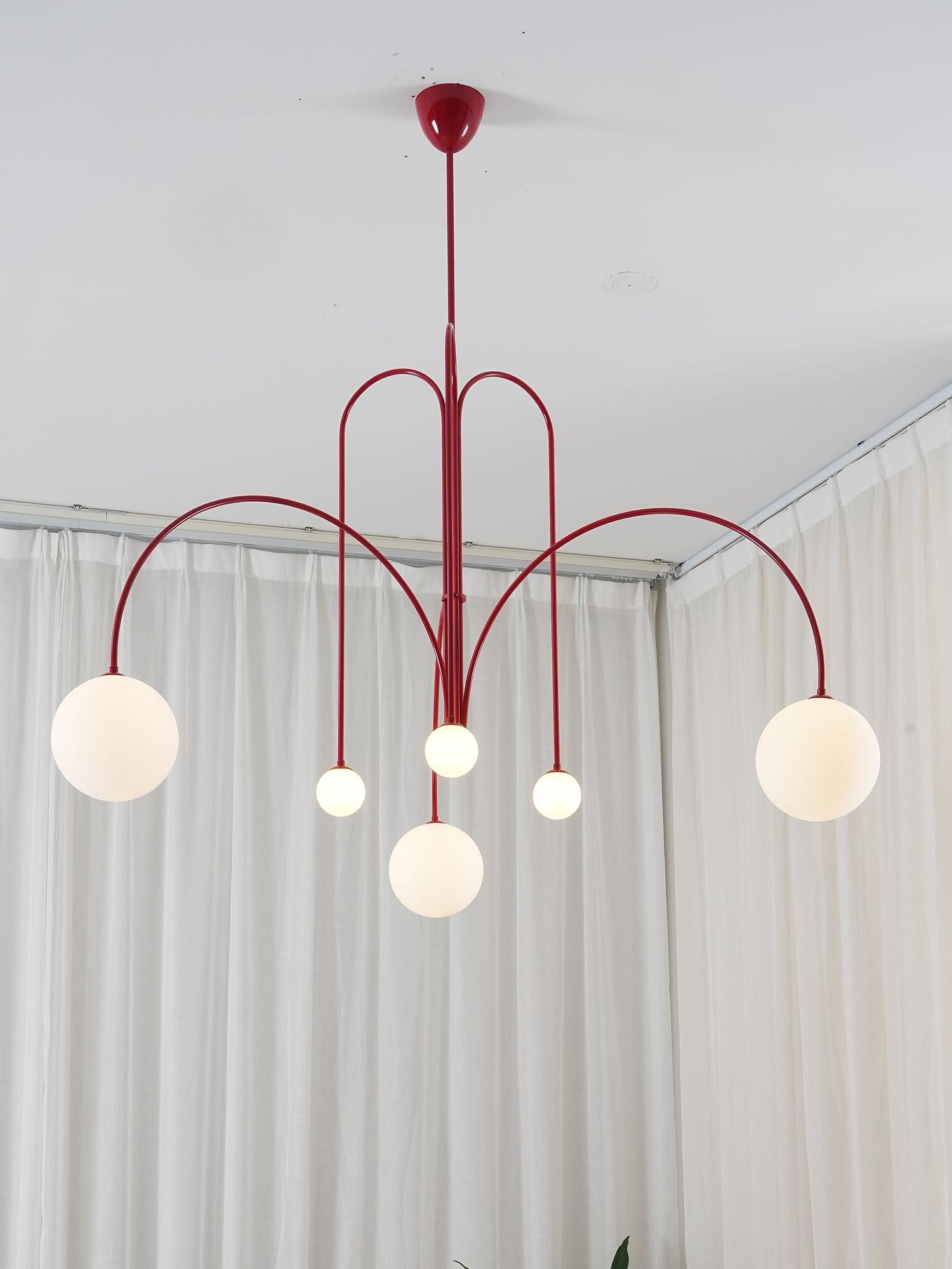 Lustra Chandelier Red Globe Modern - Letslighting