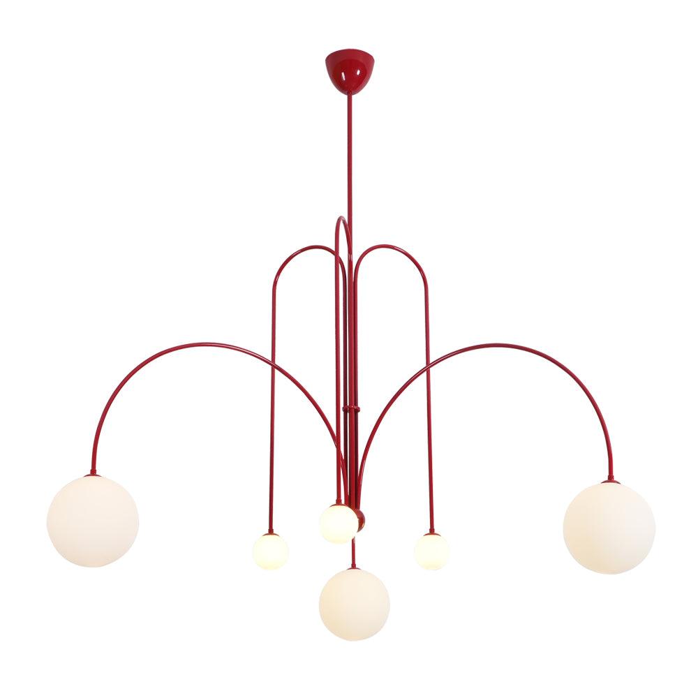 Lustra Chandelier Red Globe Modern - Letslighting
