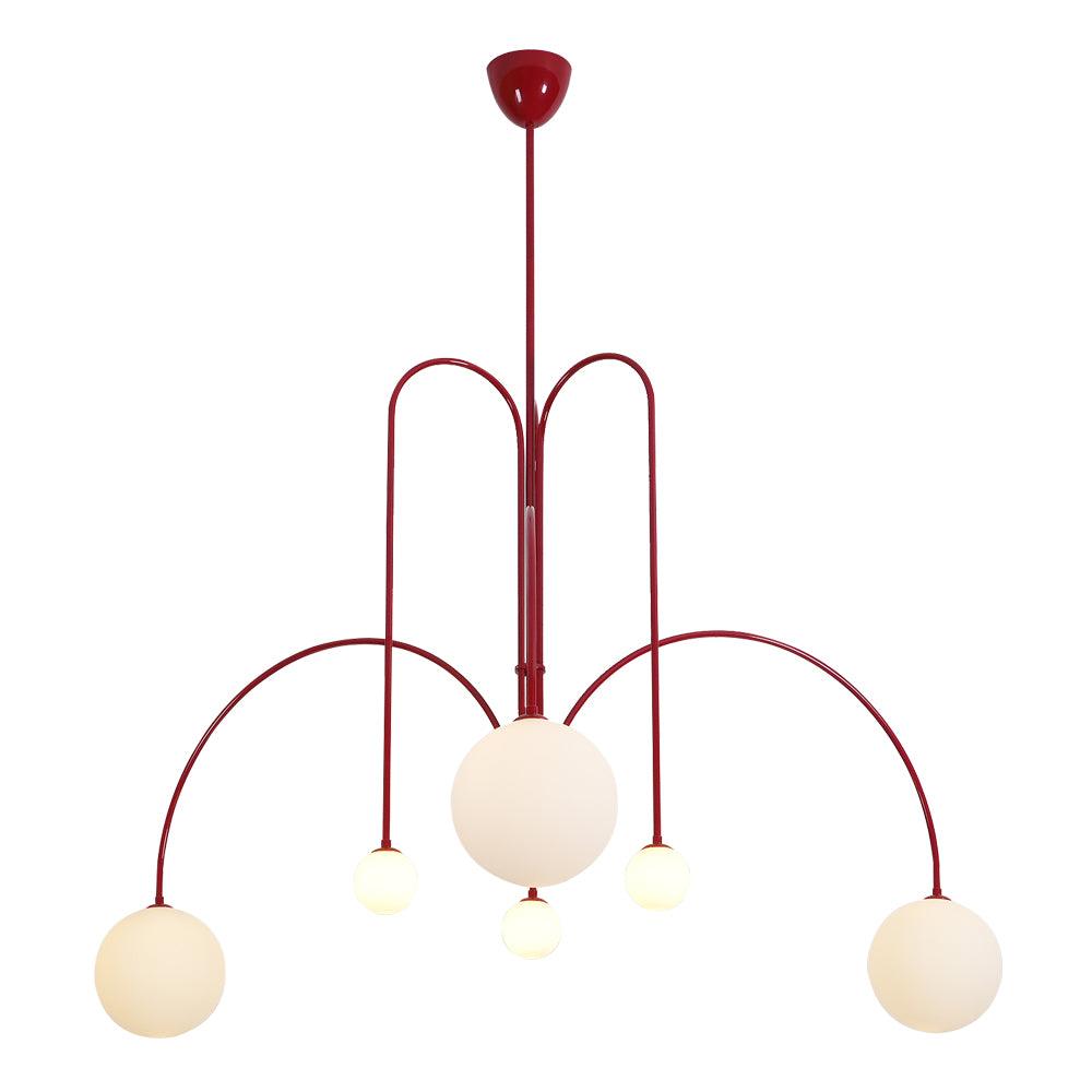 Lustra Chandelier Red Globe Modern - Letslighting