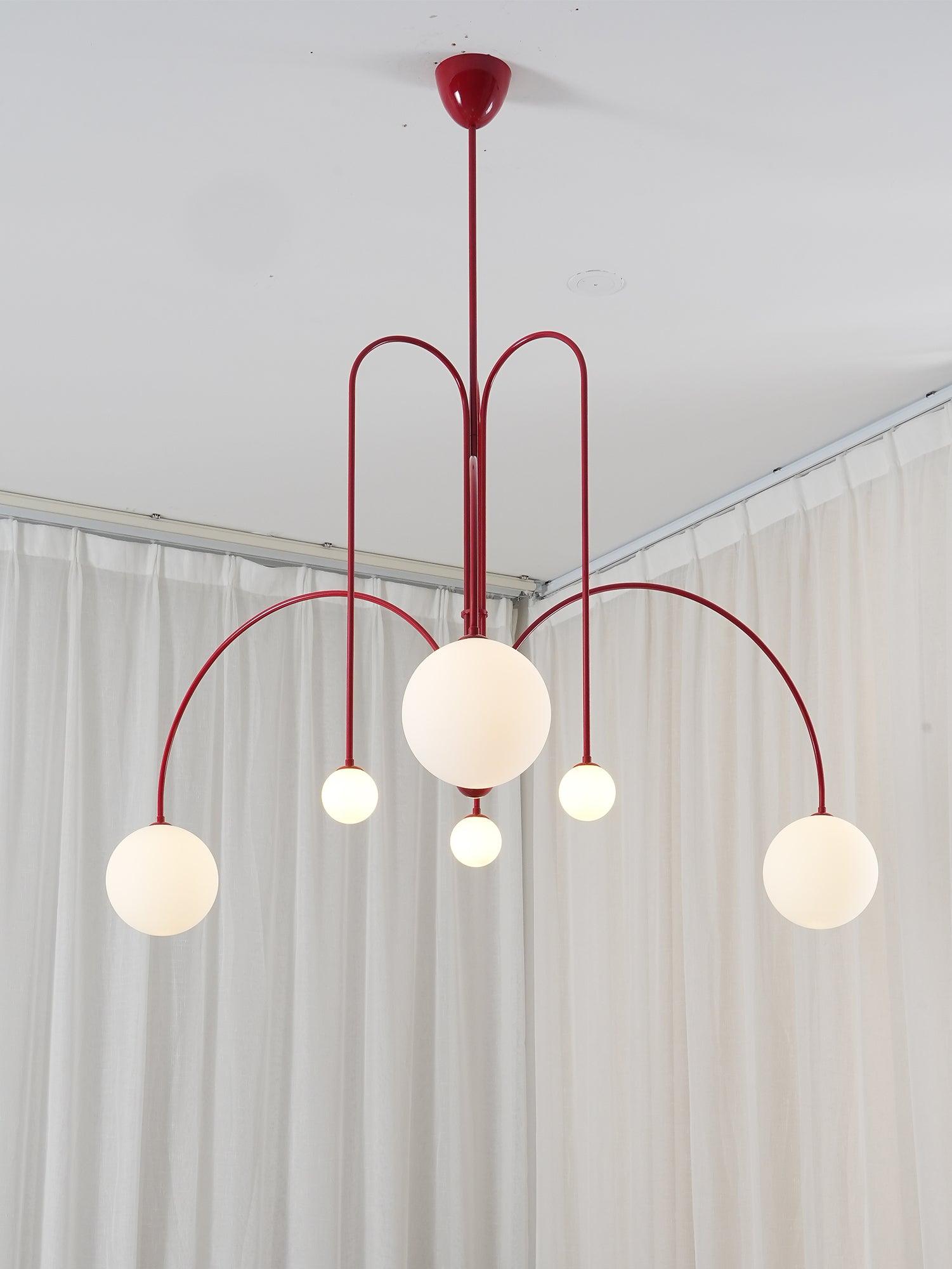 Lustra Chandelier Red Globe Modern - Letslighting