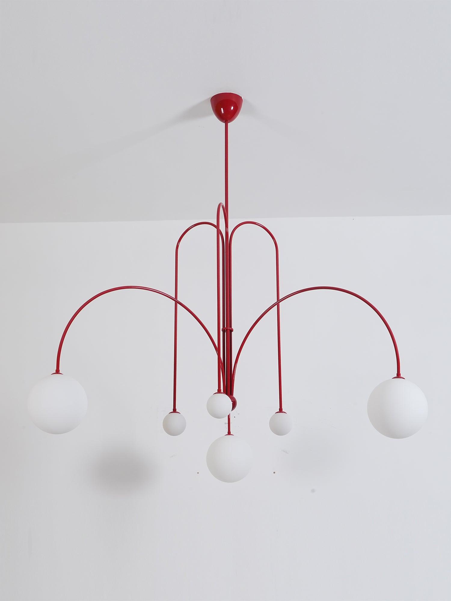 Lustra Chandelier Red Globe Modern - Letslighting