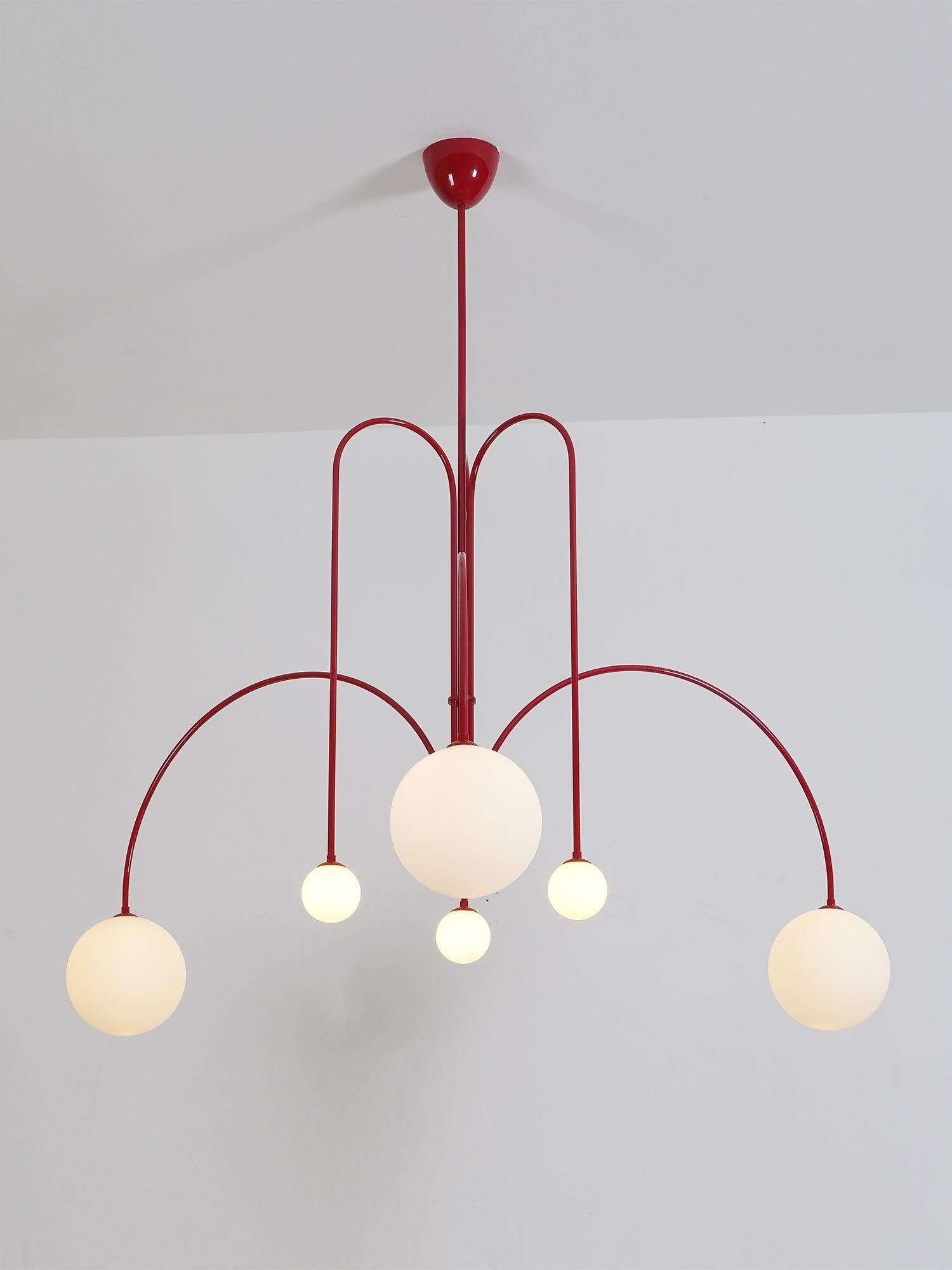 Lustra Chandelier Red Globe Modern - Letslighting