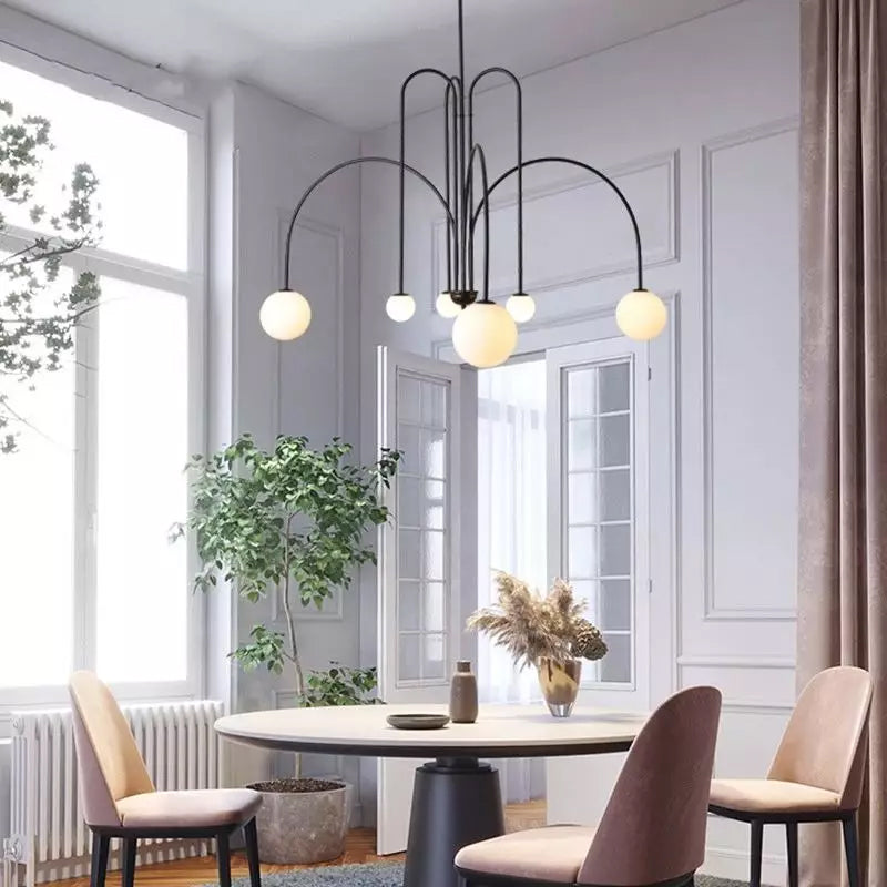 Lustra Chandelier Red Globe Modern - Letslighting
