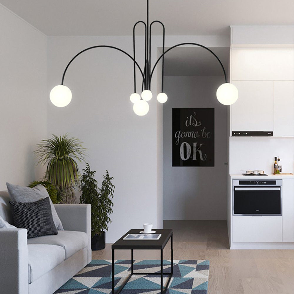 Lustra Chandelier Red Globe Modern - Letslighting